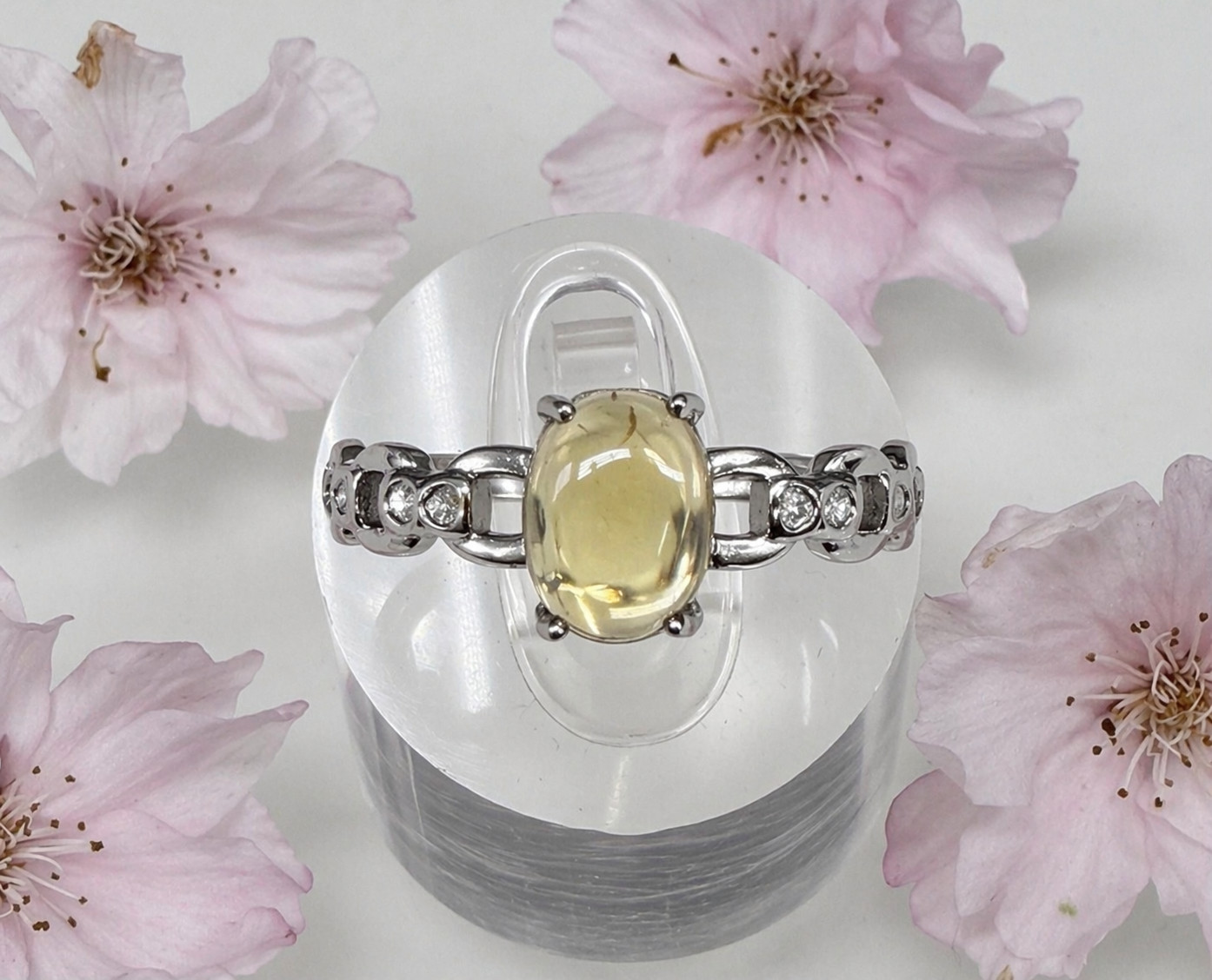 Wholesale Lot 7 Pcs Citrine Stainless Steel Rings Crystal Healing 5x7mm