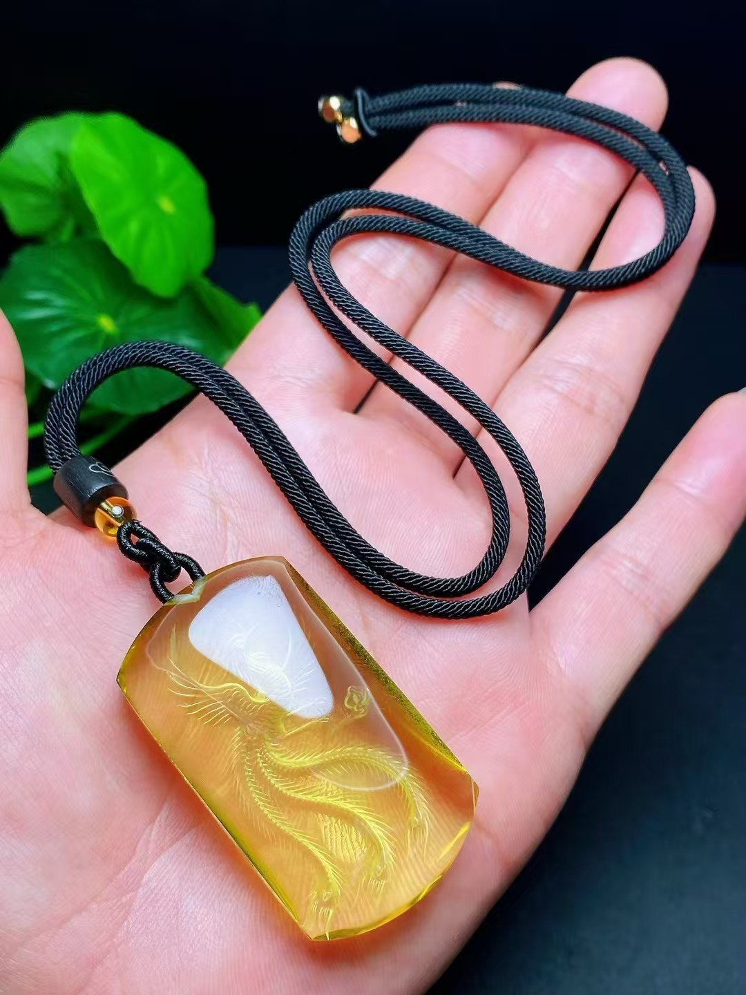 Yellow Natural Citrine Necklace Bead Pendant Long Chain Necklace AAAA