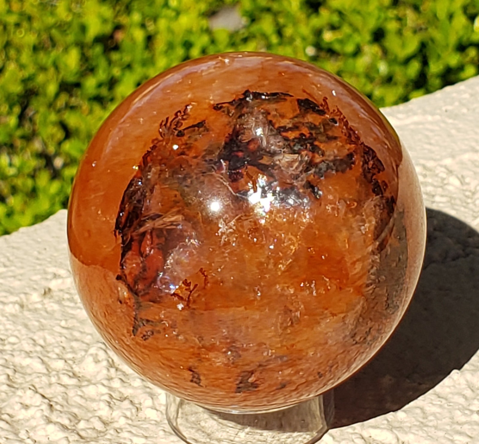 2.5″ Fire Quartz Red Clear Crystal Rainbows Sphere Orb Ball, 370g or 13 oz