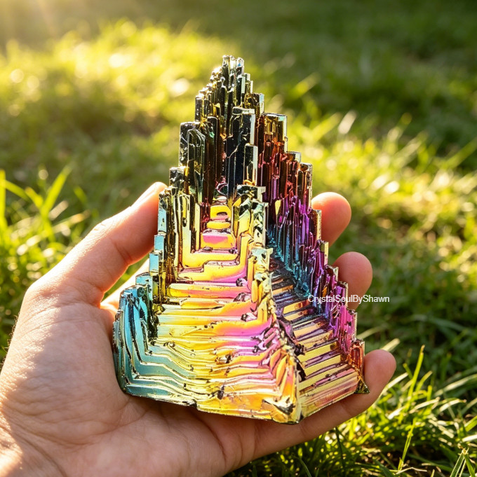 AAAA Grade Natural Rainbow Titanium Aura Bismuth Quartz Cluster Raw Mineral Deco
