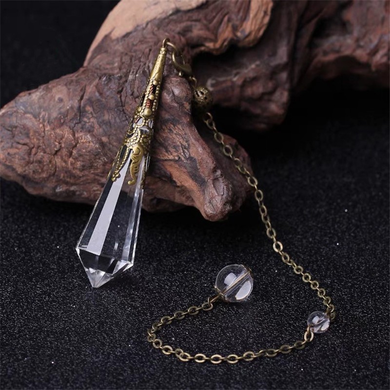 Natural Gemstone Pendulum 12Faceted Multi-Sided Crystal Pendant Healing Ornament
