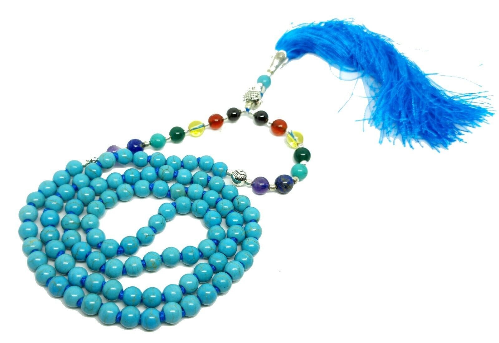 Natural Gemstone 7 Chakra Crystal Necklace 200% Real Agate Stone Mala