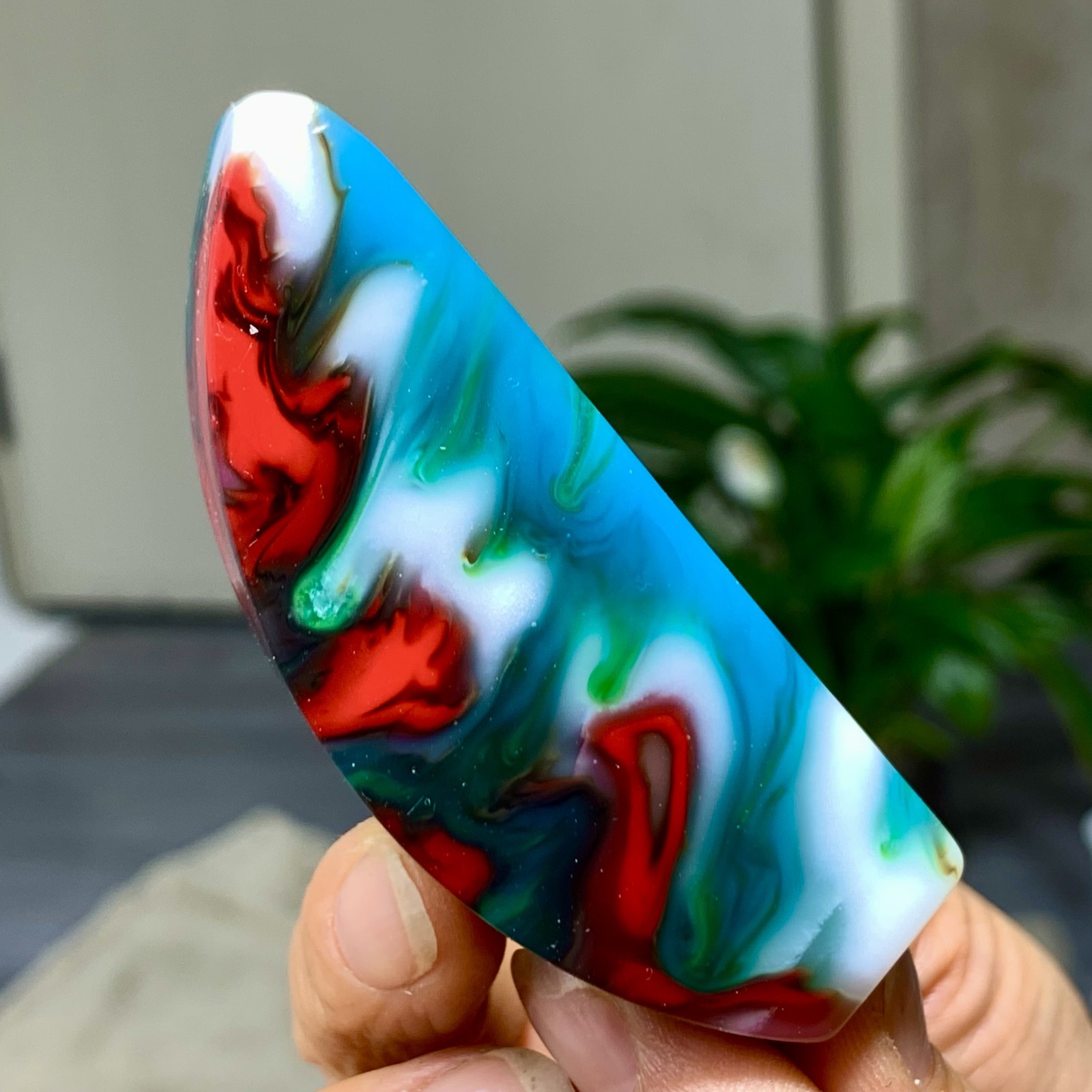 85G Natural NanHong Agate block multicolored Pattern Cabochon mineral Crystal