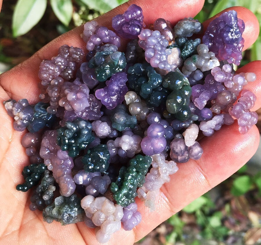 100g 50-90Natural Botryoidal Chalcedony Starlight Purple Grape Agate Grain ag100
