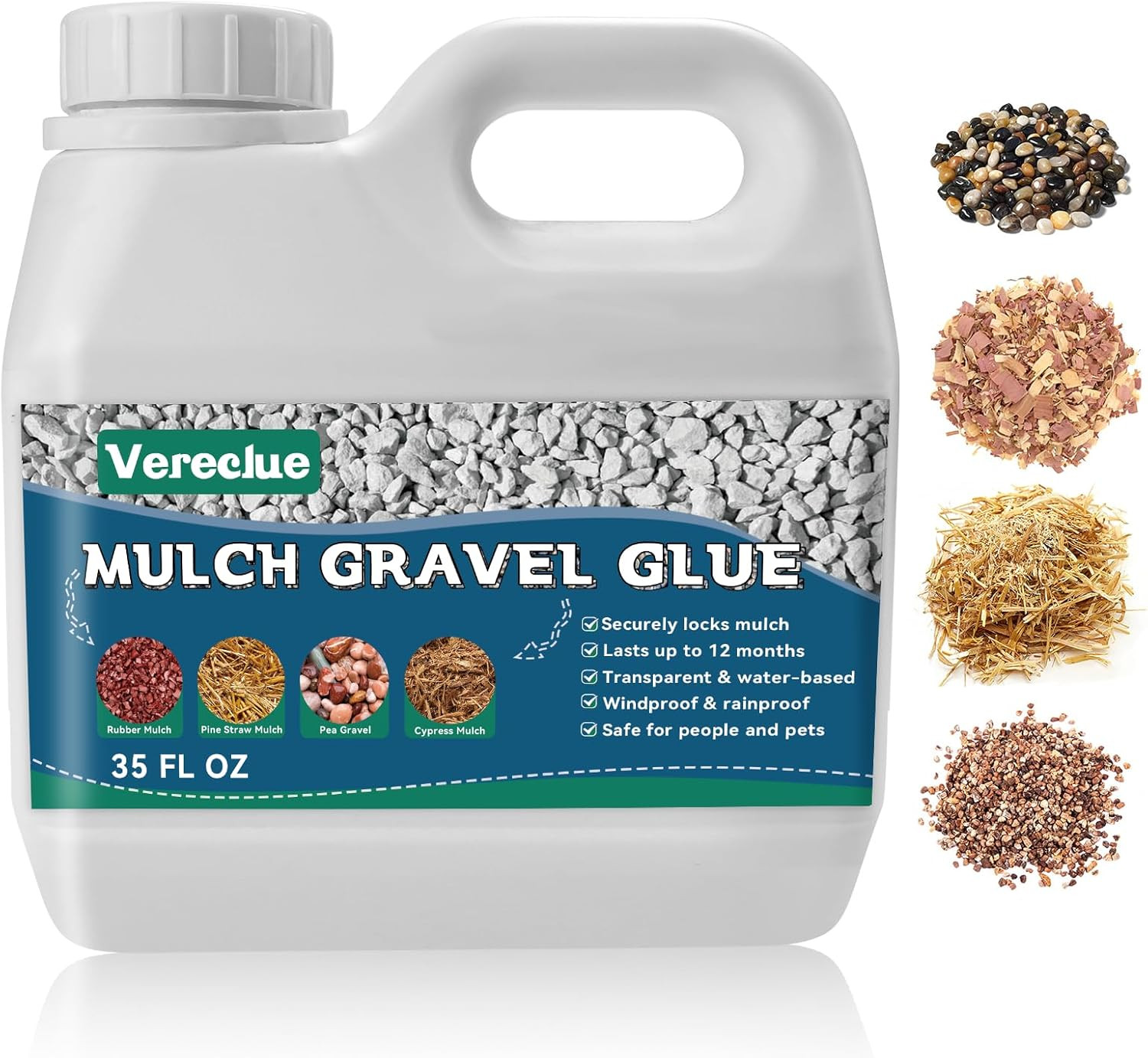 Mulch Gravel Glue for Landscaping 35oz Fast-Drying Rock Pea Glue, Waterproof