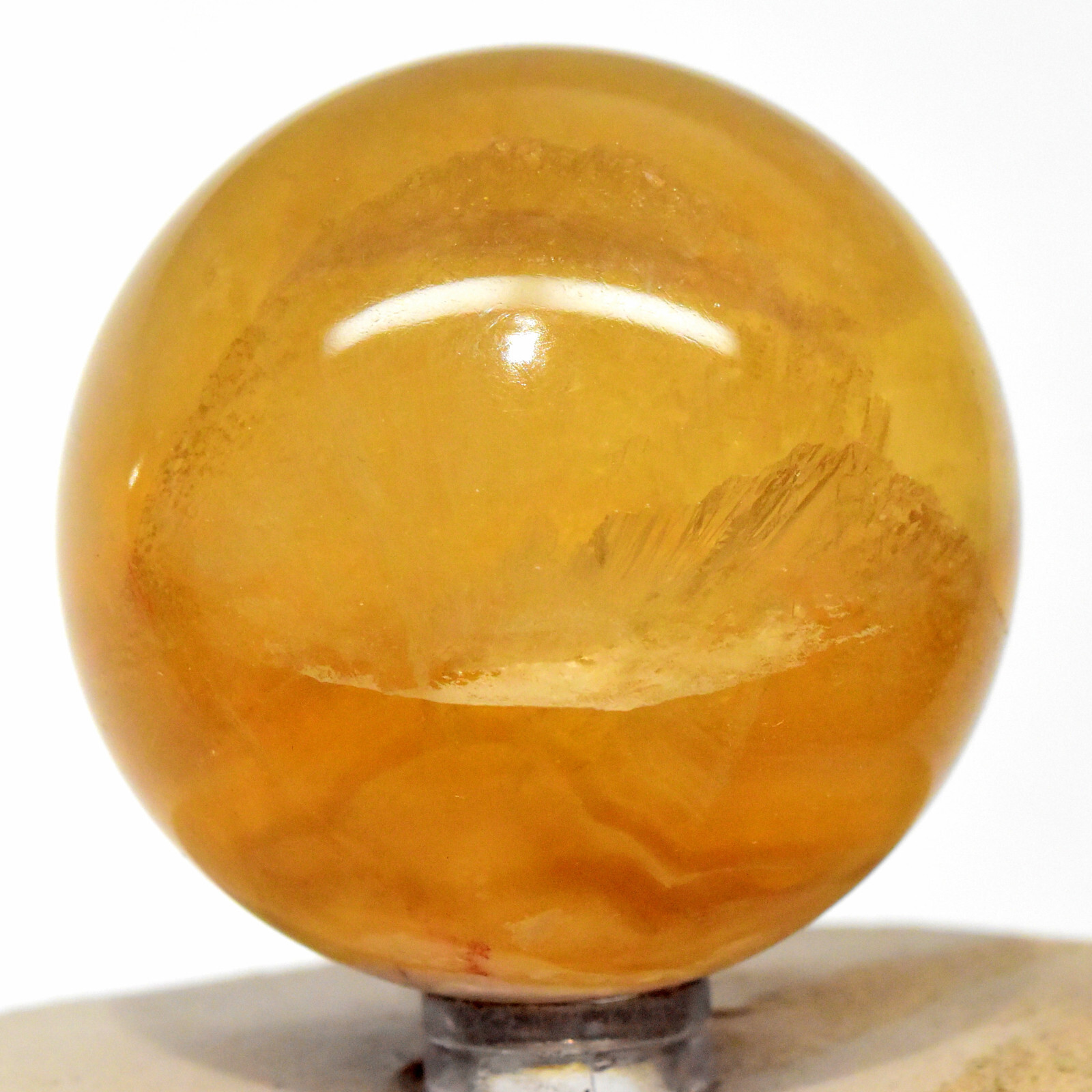 52mm Golden Fluorite Sphere Natural Crystal Fluorescent Mineral Gemstone – India