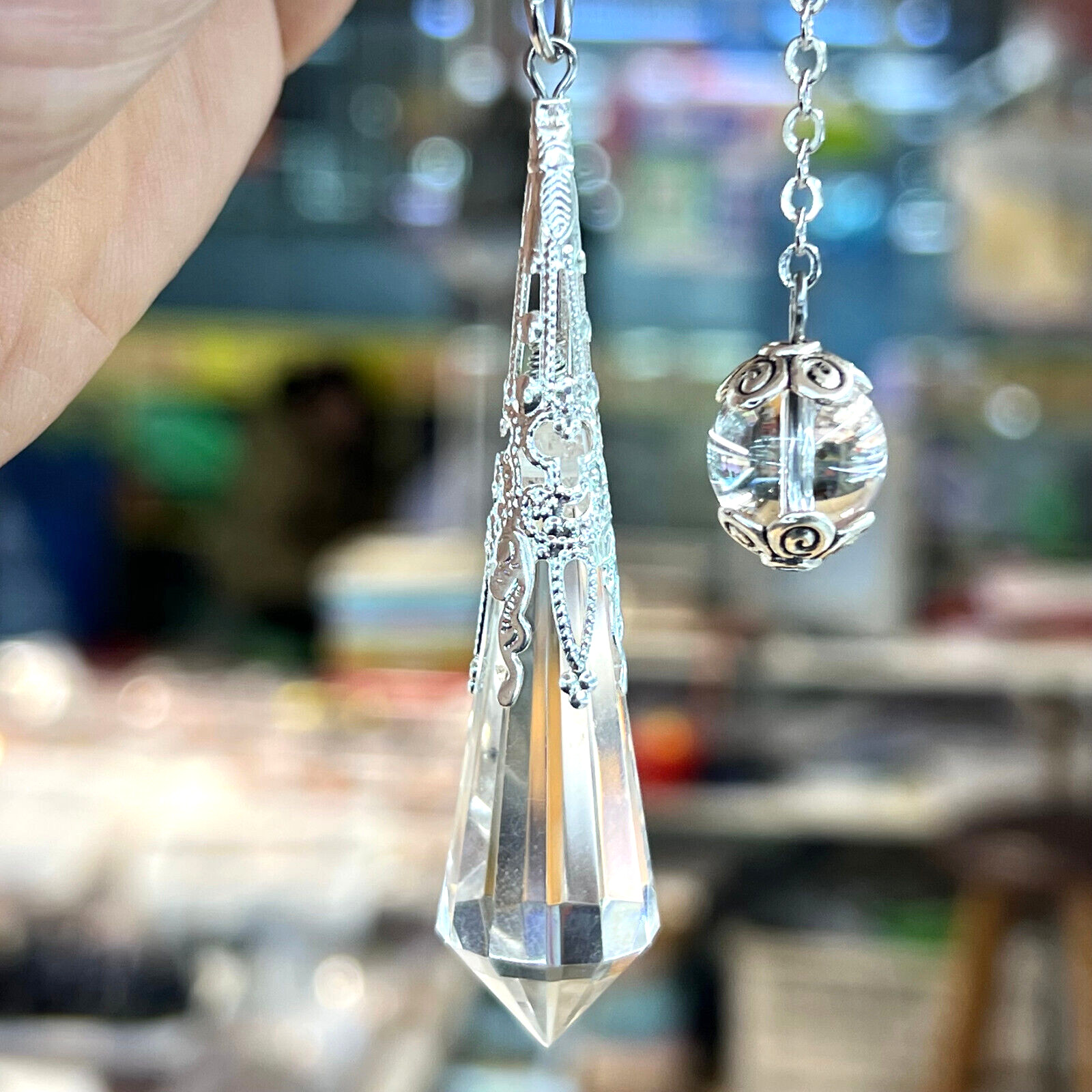 1pc Naturalcrystal Gemstone Point Pendulum Dowsing Crystal Dowser Chakra Healing