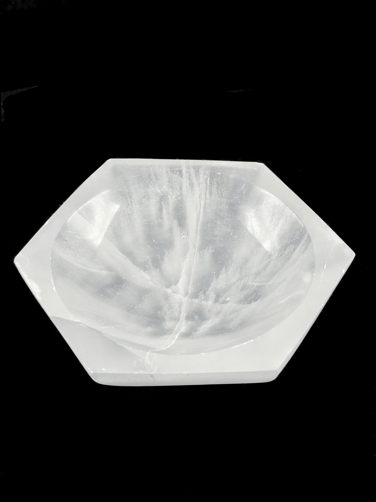 Natural Selenite Crystal Hexagon Dish Charging Energy Bowl Approx 4″ Inches