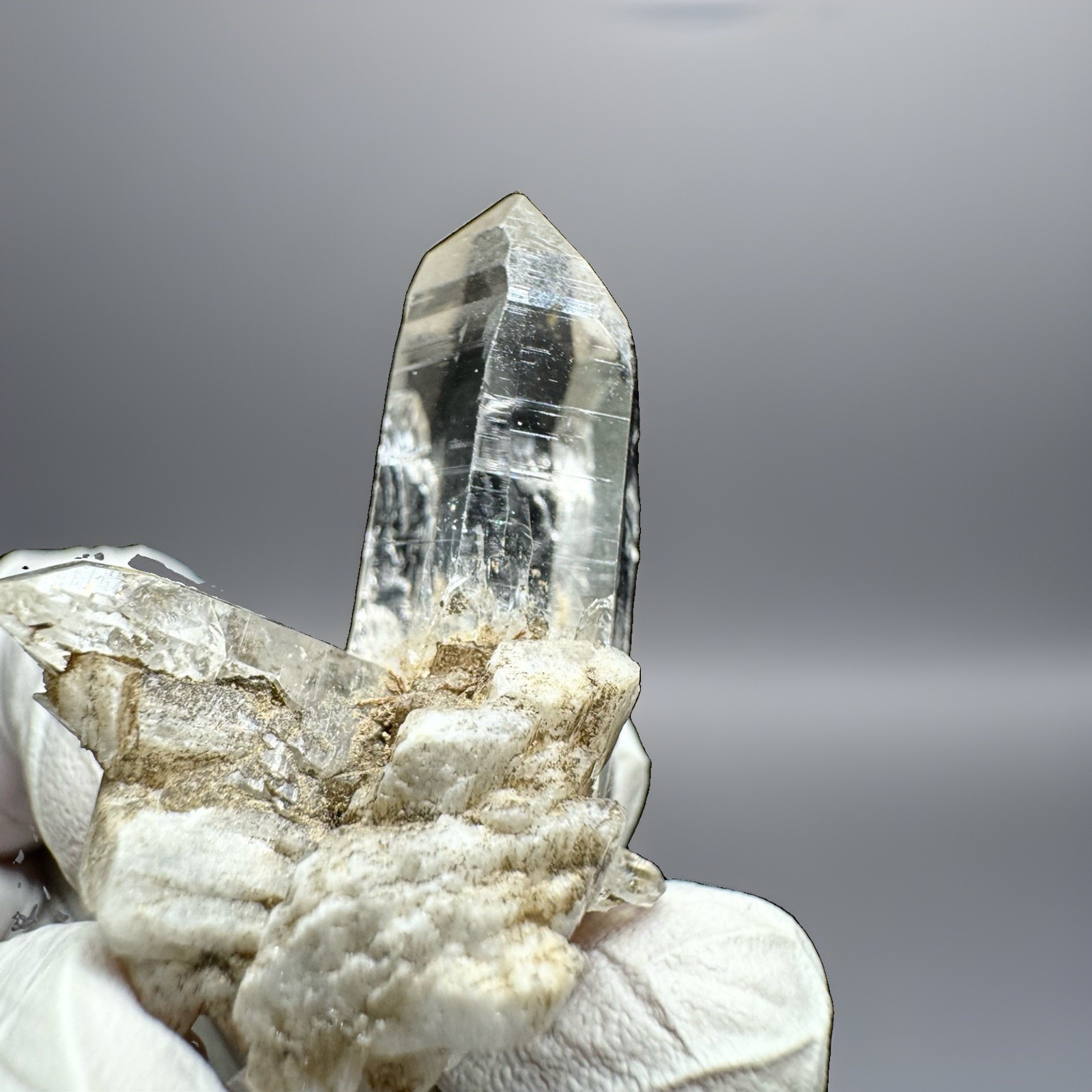 “Mountain Sentinel” Hashupi Himalayan Akashic Quartz on Feldspar & Mica Crystal