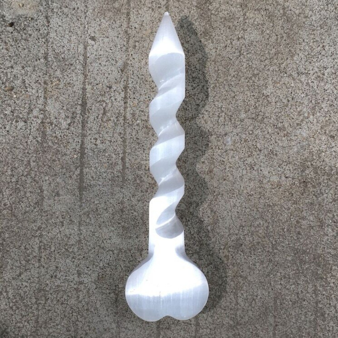 1PC Selenite Heart Spiral Sword Quartz Crystal Mineral Reiki Energy healing 90g+