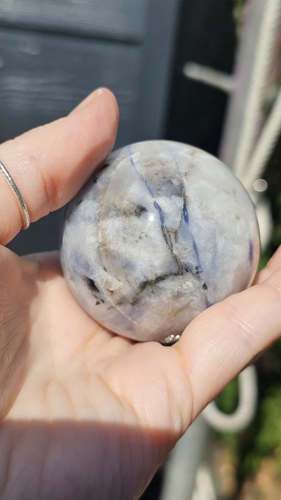 Afghanite Crystal sphere Rare 5.2cm 192g Blue uv Reactive
