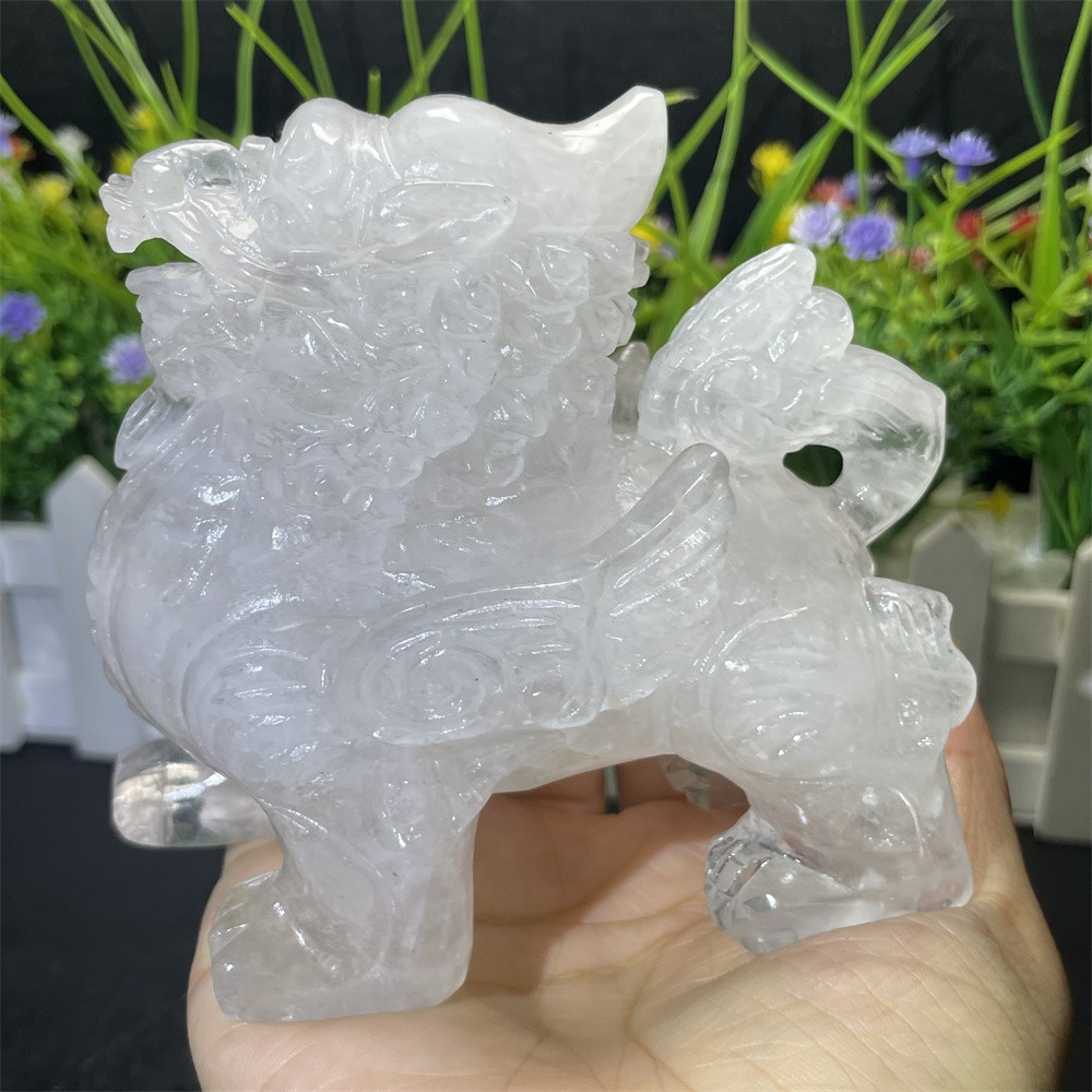 1.1LB 3.9″ Natural A++Clear Quartz Qilin Crystal Quartz Reiki Gift Mineral Decor