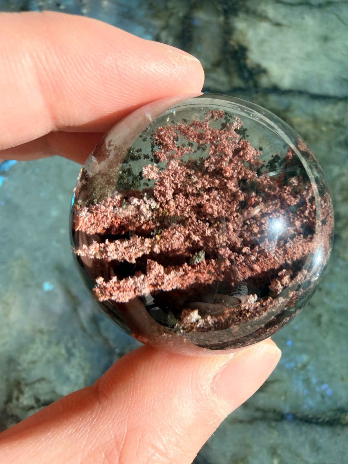 Top Grade Rare Rouge Pink Garden Quartz Sphere From Brazil, 1.5″ | High Clarity