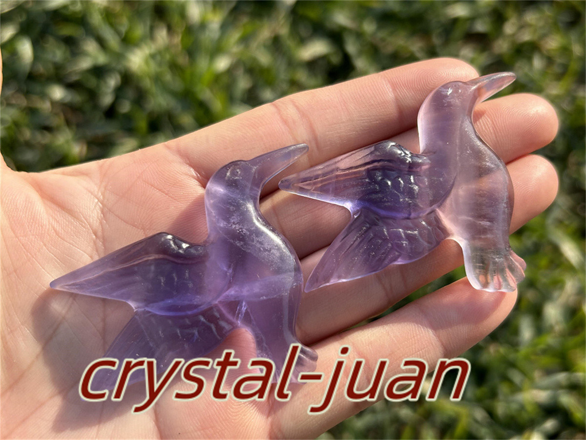 2″+ Natural Fluorite humming bird skull Carved Quartz Crystal skull Reiki heal