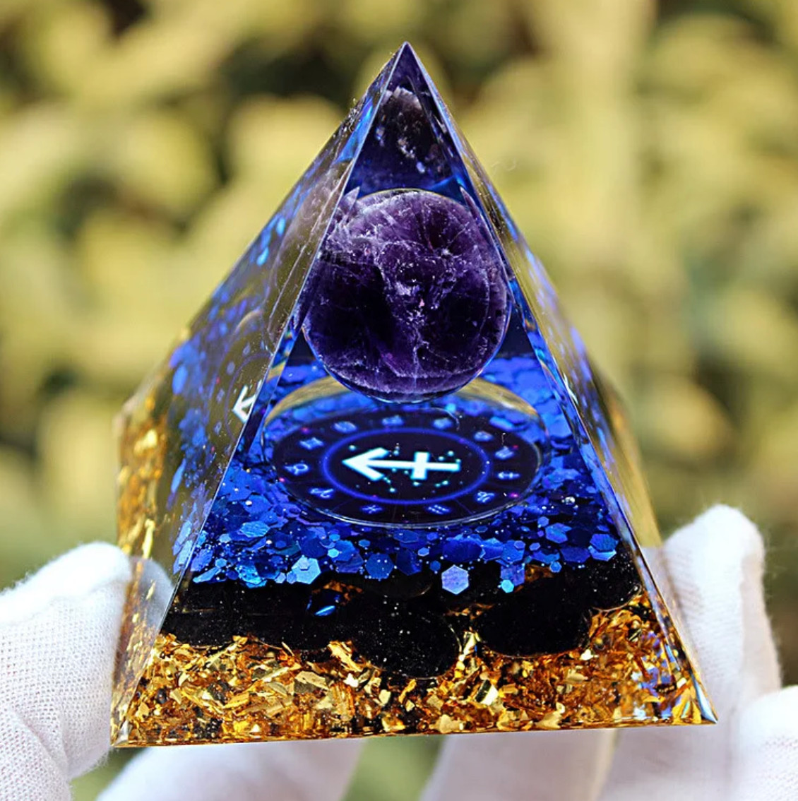 Sagittarius Orgonite Natural Pyramid Stone Crystal Energy Healing Reiki Chakra