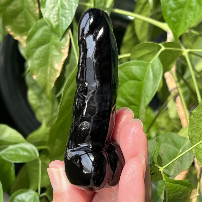 3″ Natural Obsidian Male Penis Quartz Skull Crystal skull Figurines Healing 1PC