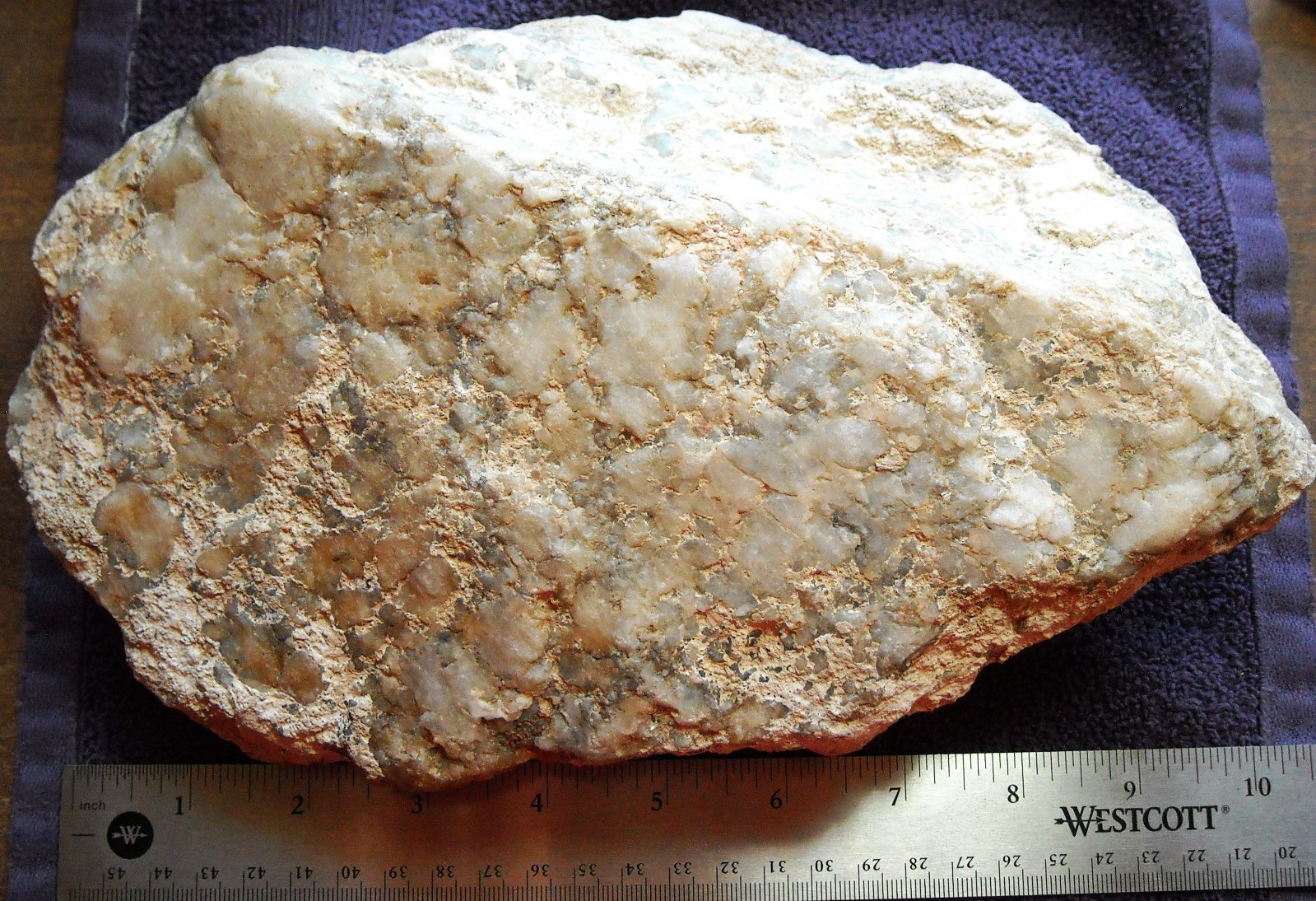 MILKY QUARTZ VEINED RAW 8.75 LBS 10″x6 ” FOUND IN NEW MEXICO *NICE COLORING*