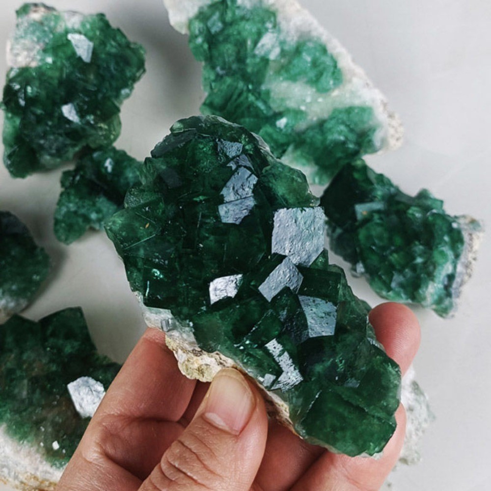 Natural Raw Green Fluorite Crystal Cluster Reiki Healing Mineral Specimen Chakra