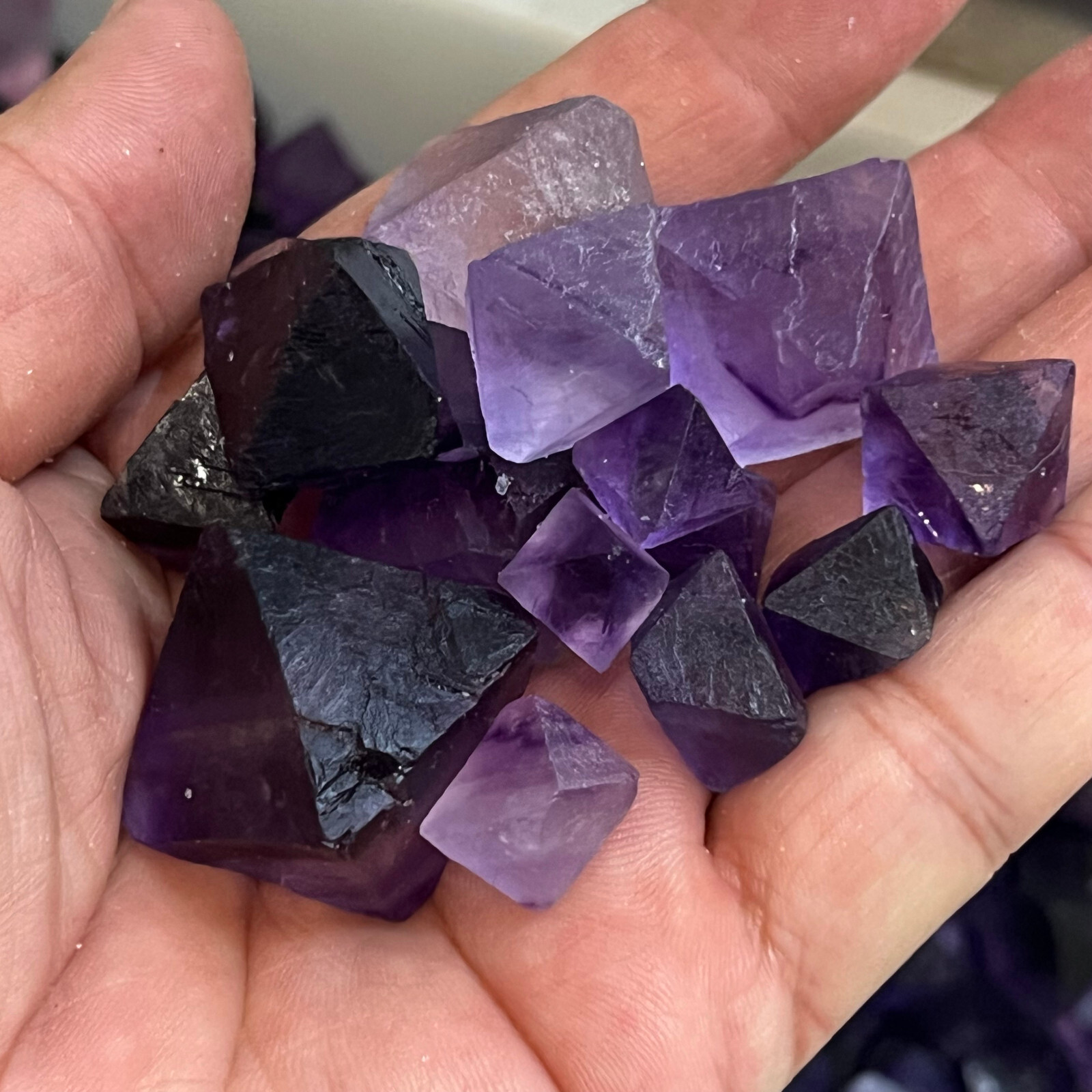 100g Natural Fluorite Quartz octahedron Crystal specimen Reiki Healing