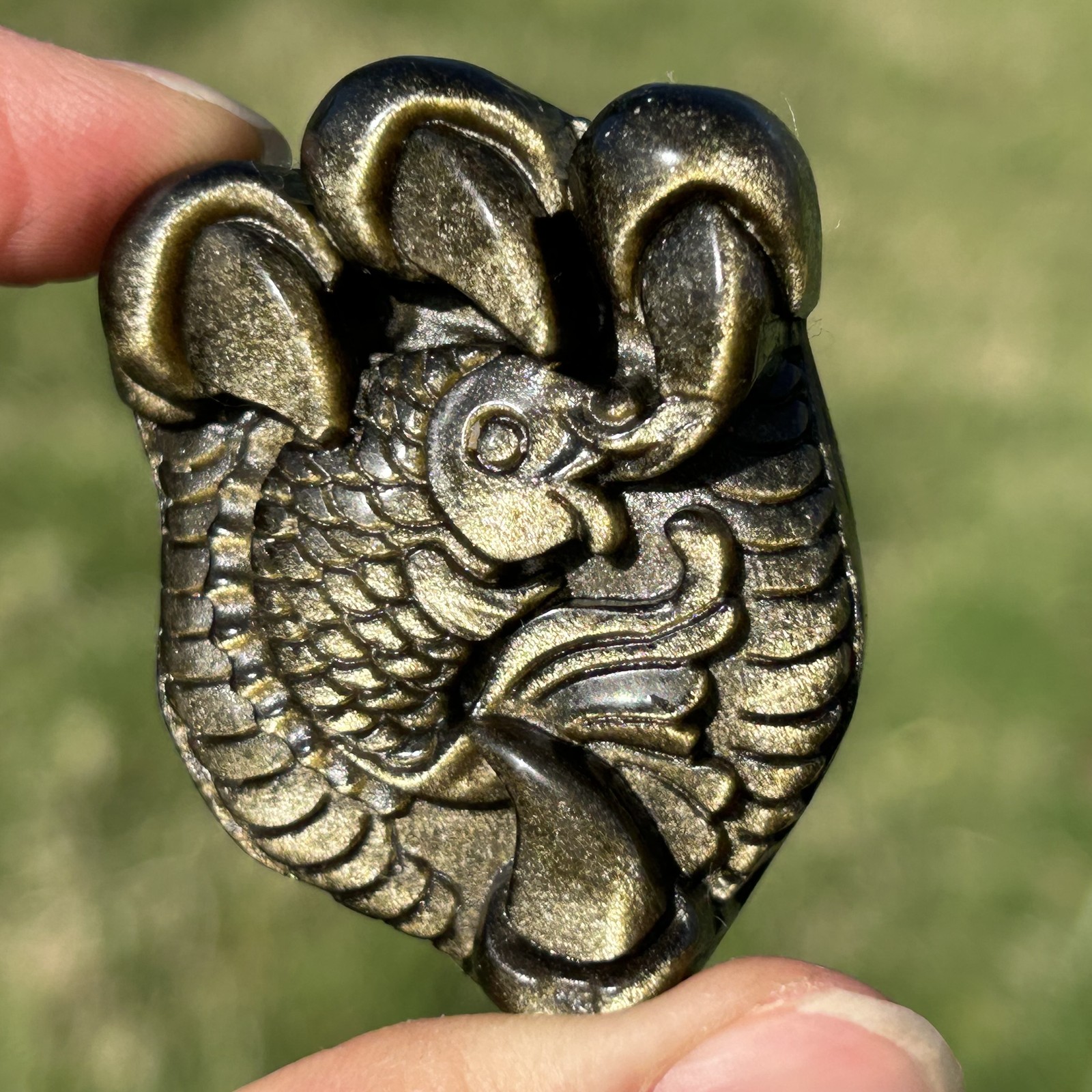 Natural Gold Obsidian Skull Carved Quartz Crystal Cat Claw Skull Healing 1pc