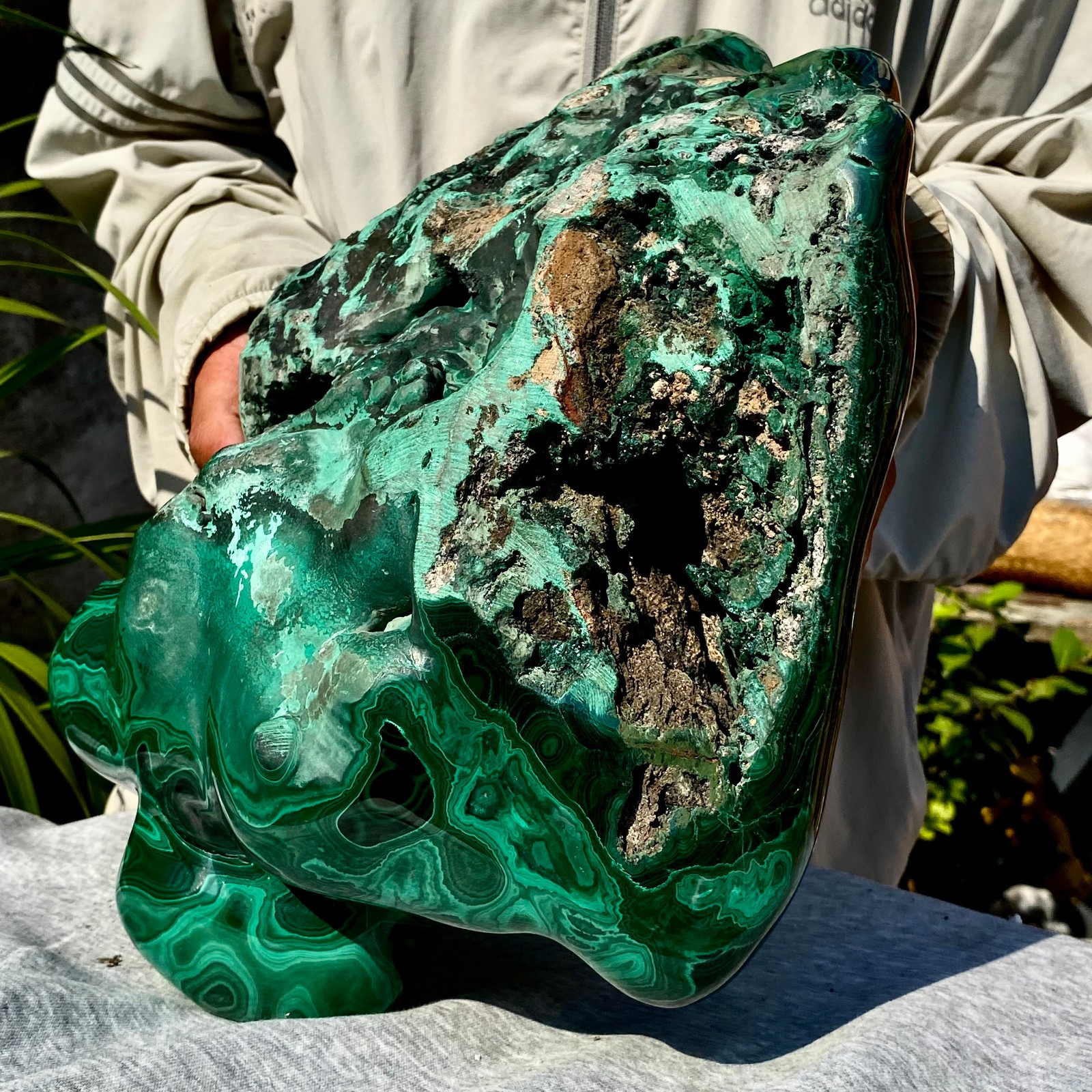 35.38LB Natural glossy Malachite transparent cluster rough mineral sample