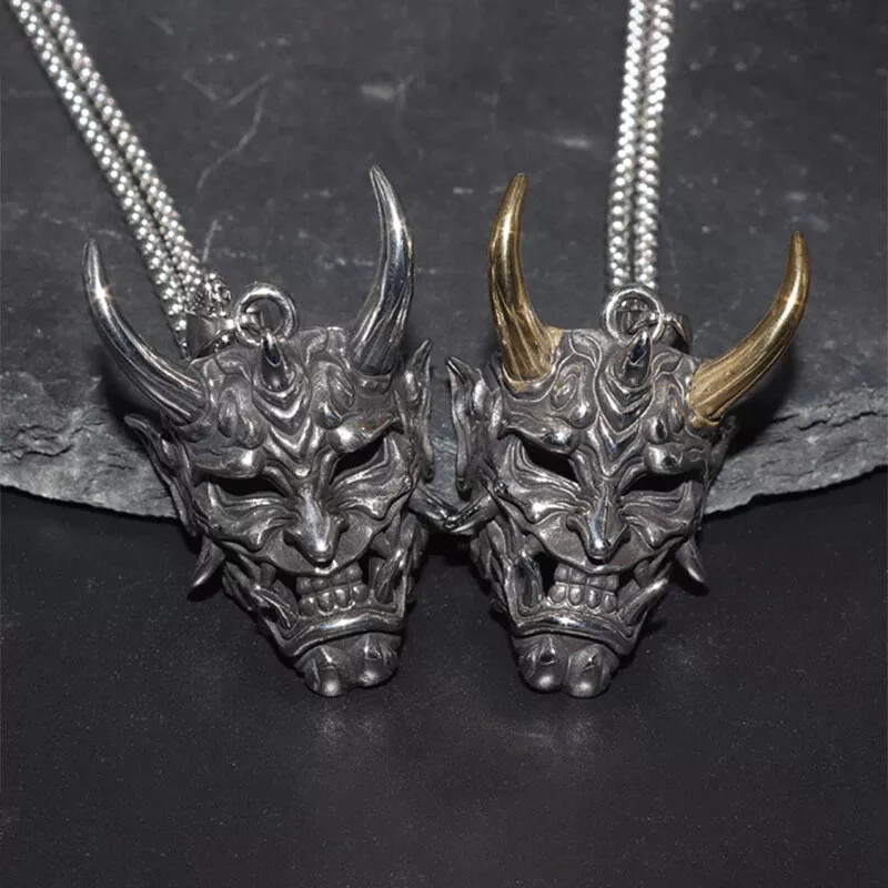 Men’s Fashion Jewelry Gothic Demon Devil Skull Silver Gold Pendant Necklace