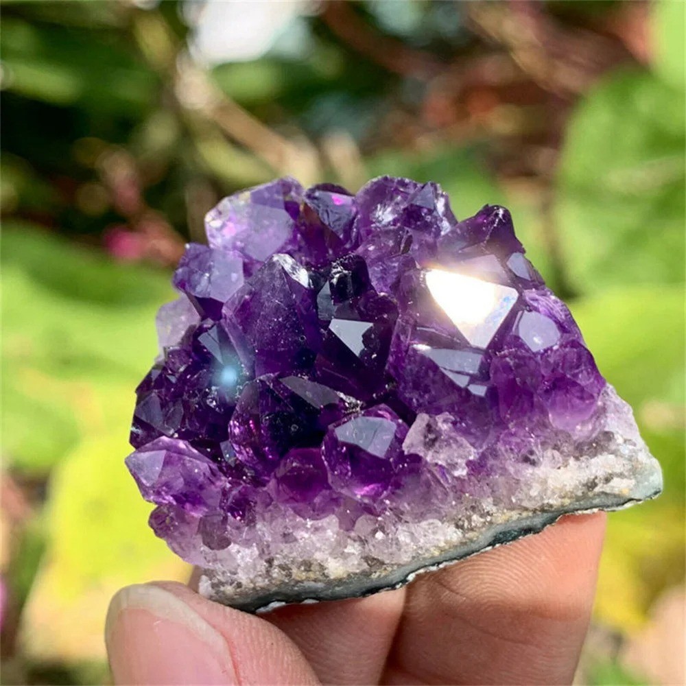 Natural Purple Amethyst Cluster Quartz Crystal Druzy Geode Healing Stone Reiki