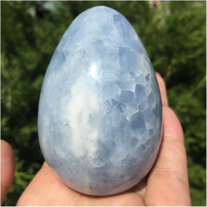 Natural Celestite Egg Palm Stone Angelic Healing Crystal Sphere Mineral Specimen