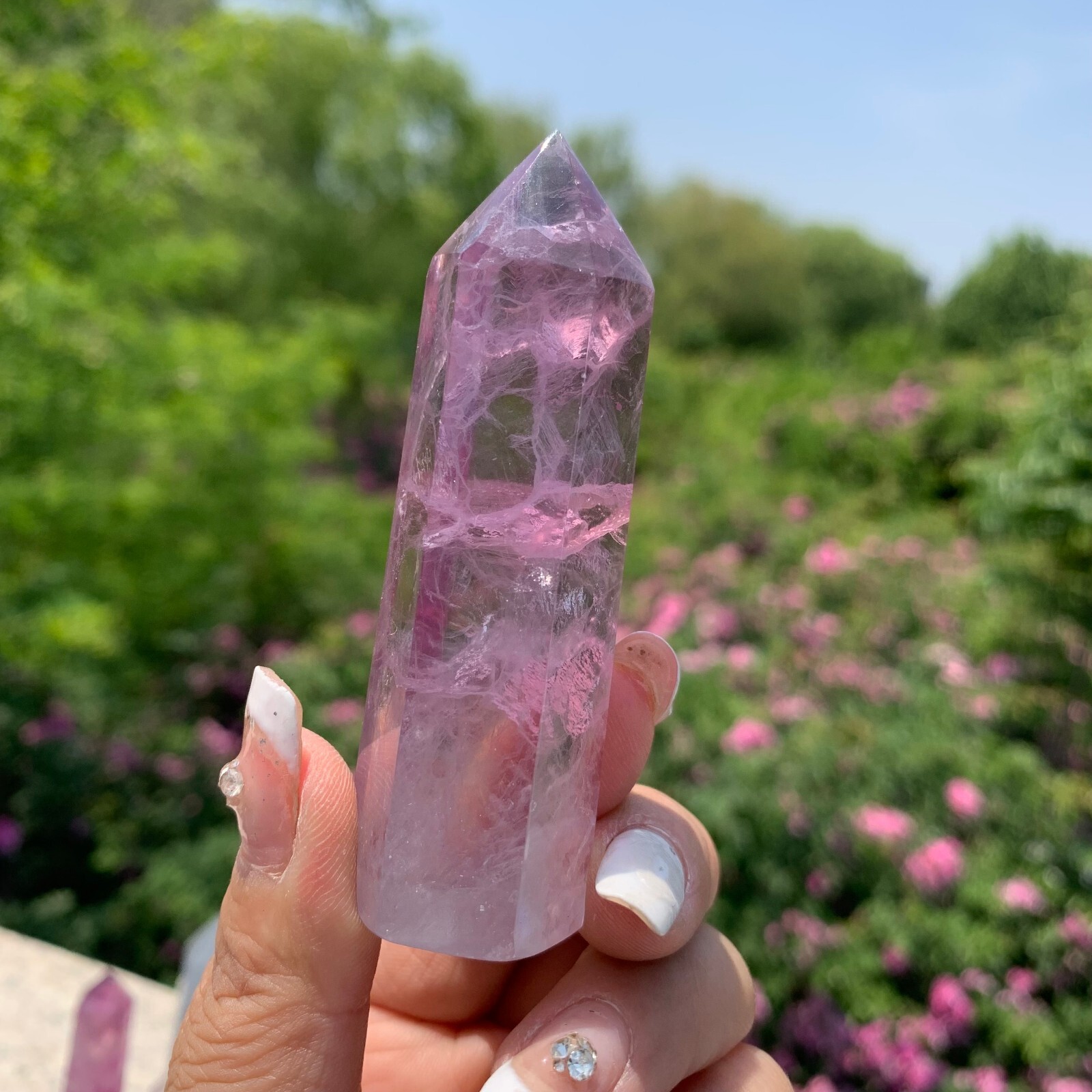 2.2LB Natural fluorite quartz obelisk crystal wand point healing random