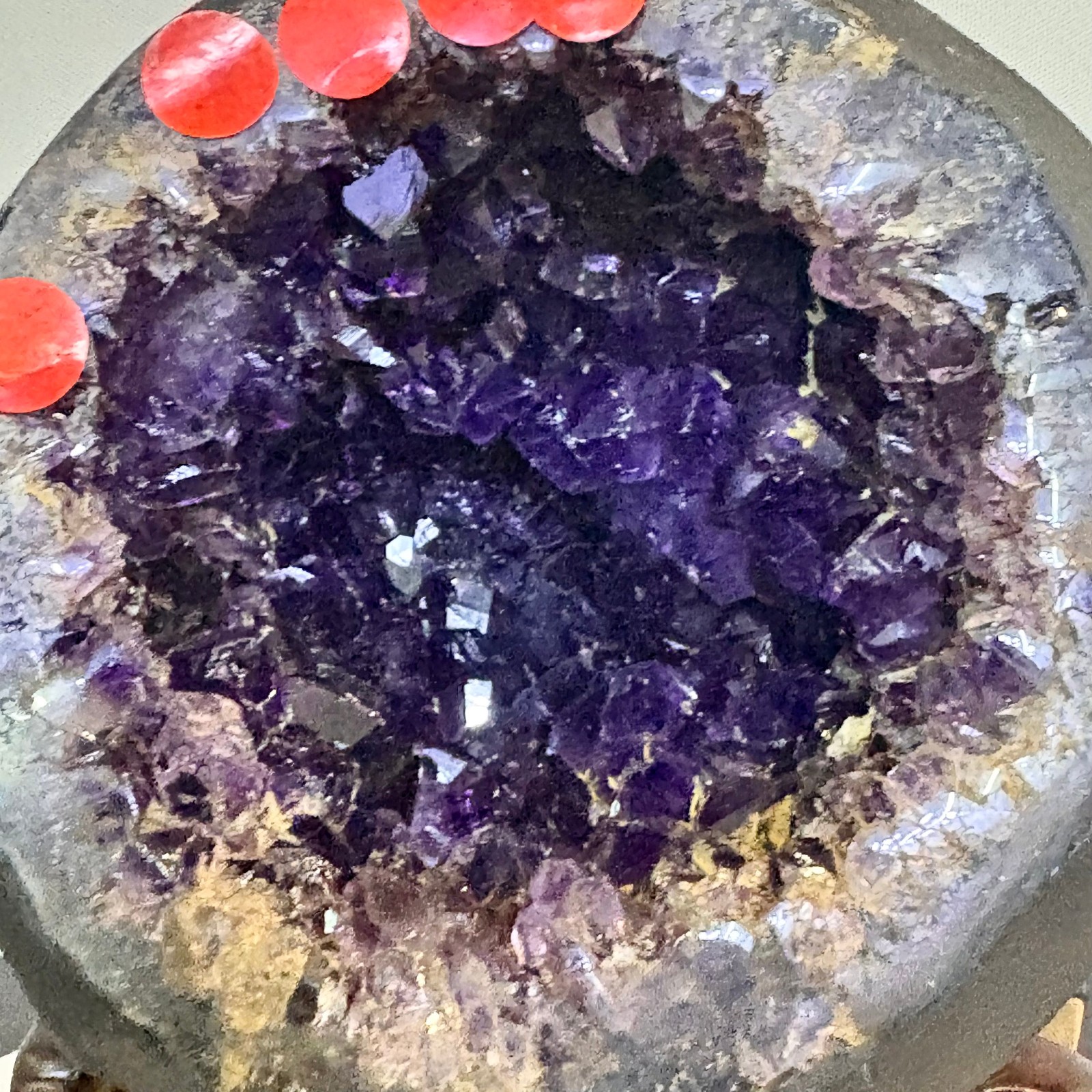 5LB Natural uruguay amethyst geode quartz money bag crystal +stand
