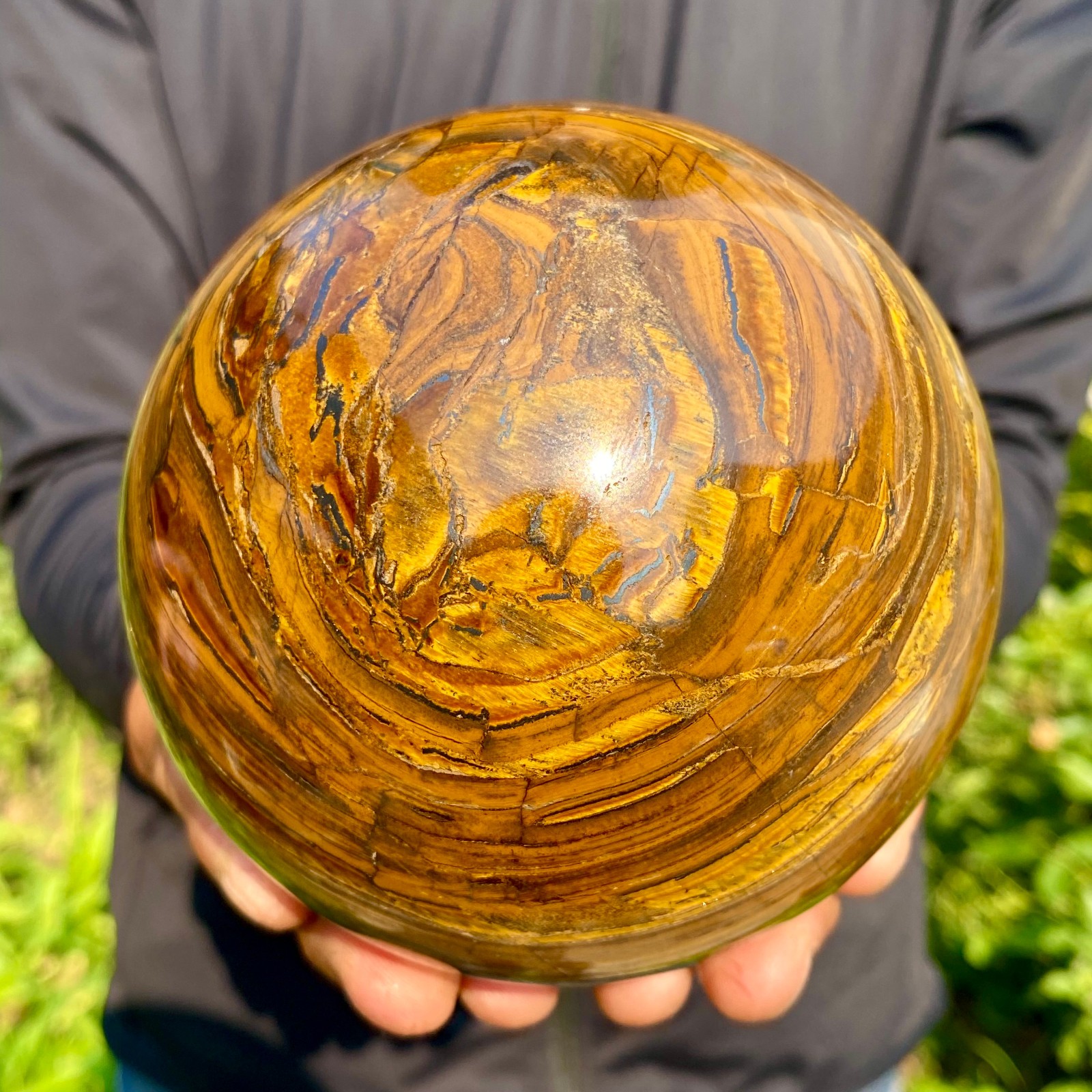 4.47LB Large Natural Tiger’s Eye Ball Quartz Crystal Sphere Gem Healing Décor