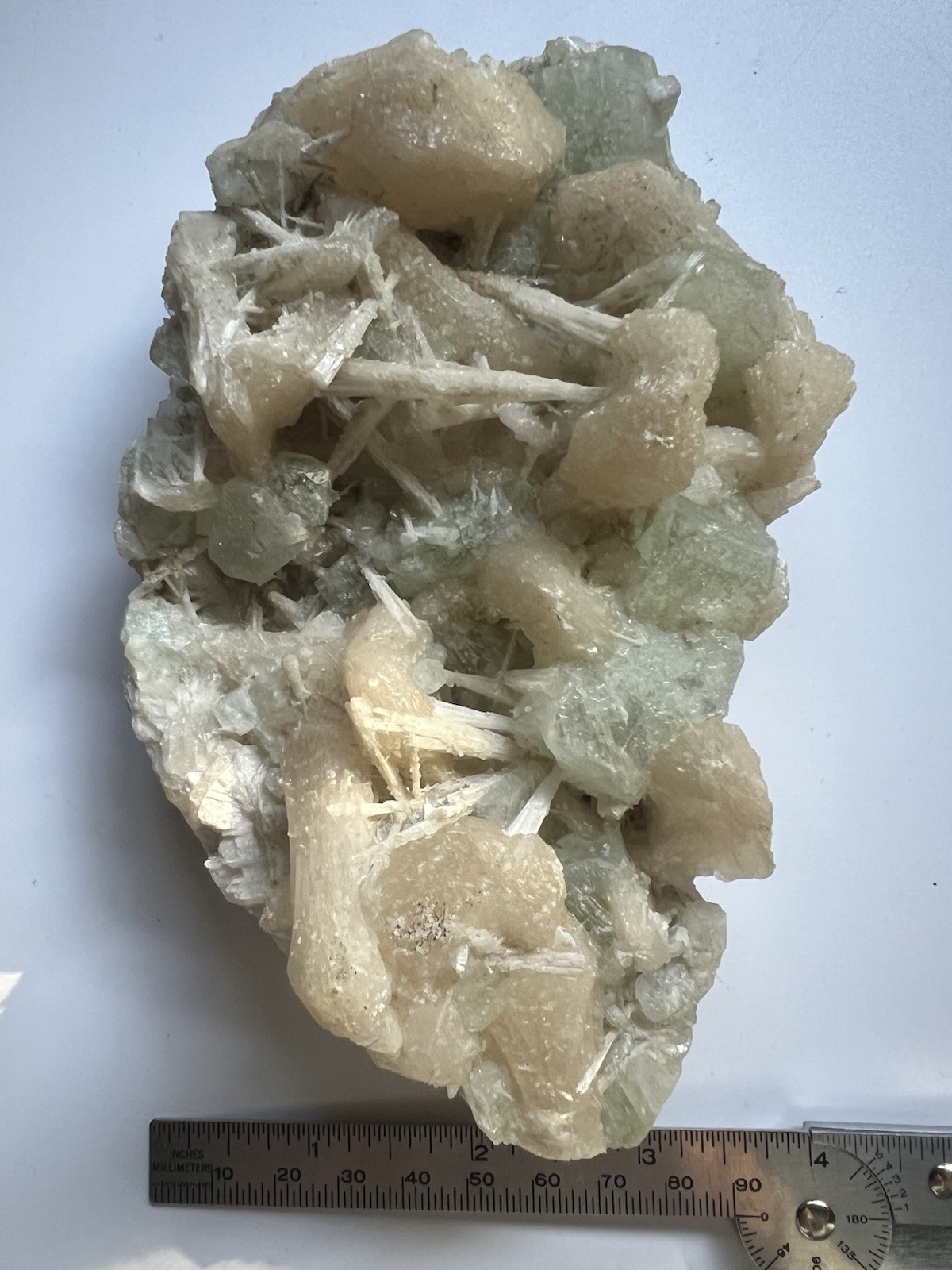 Green Apophyllite, Stilbite, Scolecite, 504 Grams, 6.5”x4”