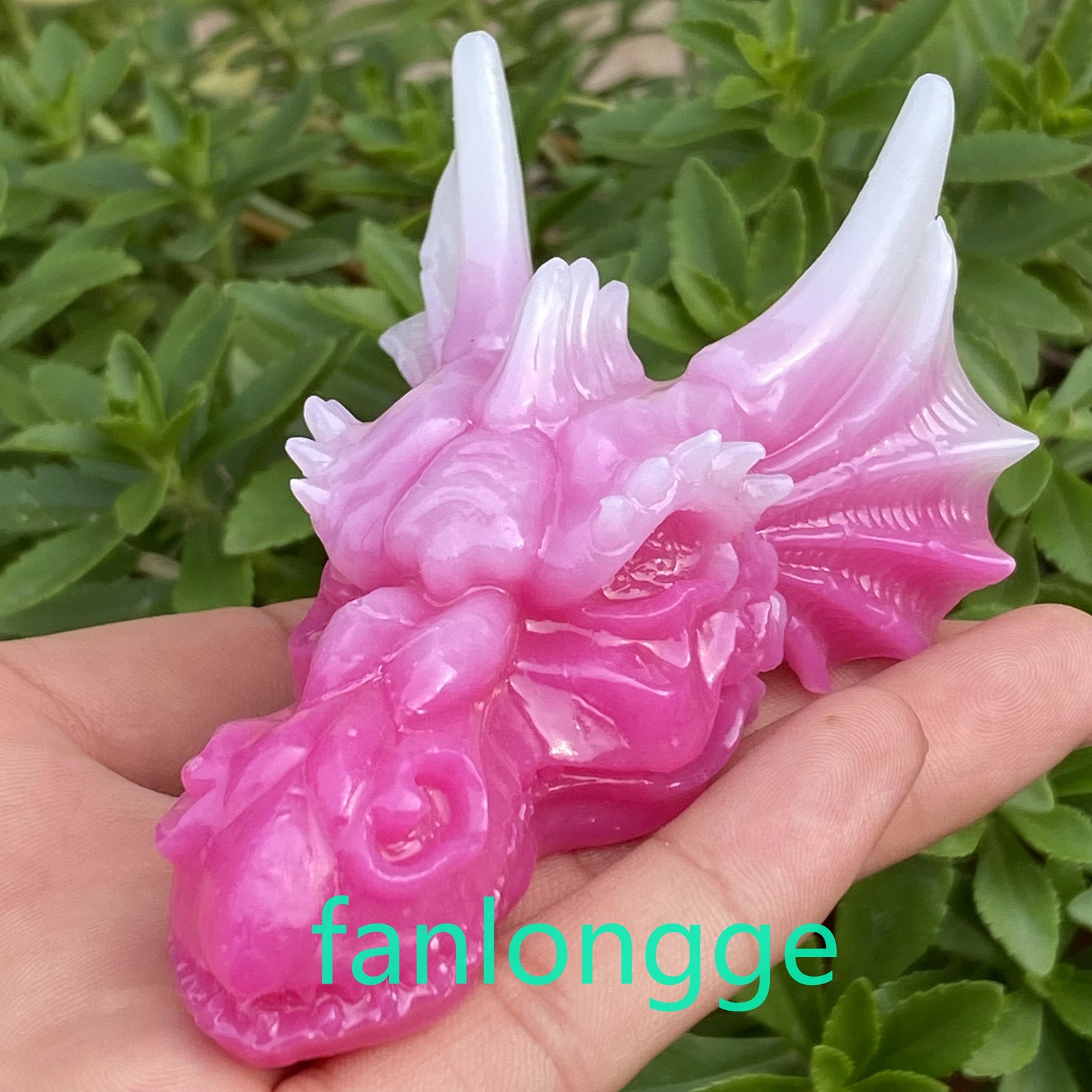 3.5″ Luminous Stone Pink Dragon skull Carved Quartz Crystal Gift Healing 1pc