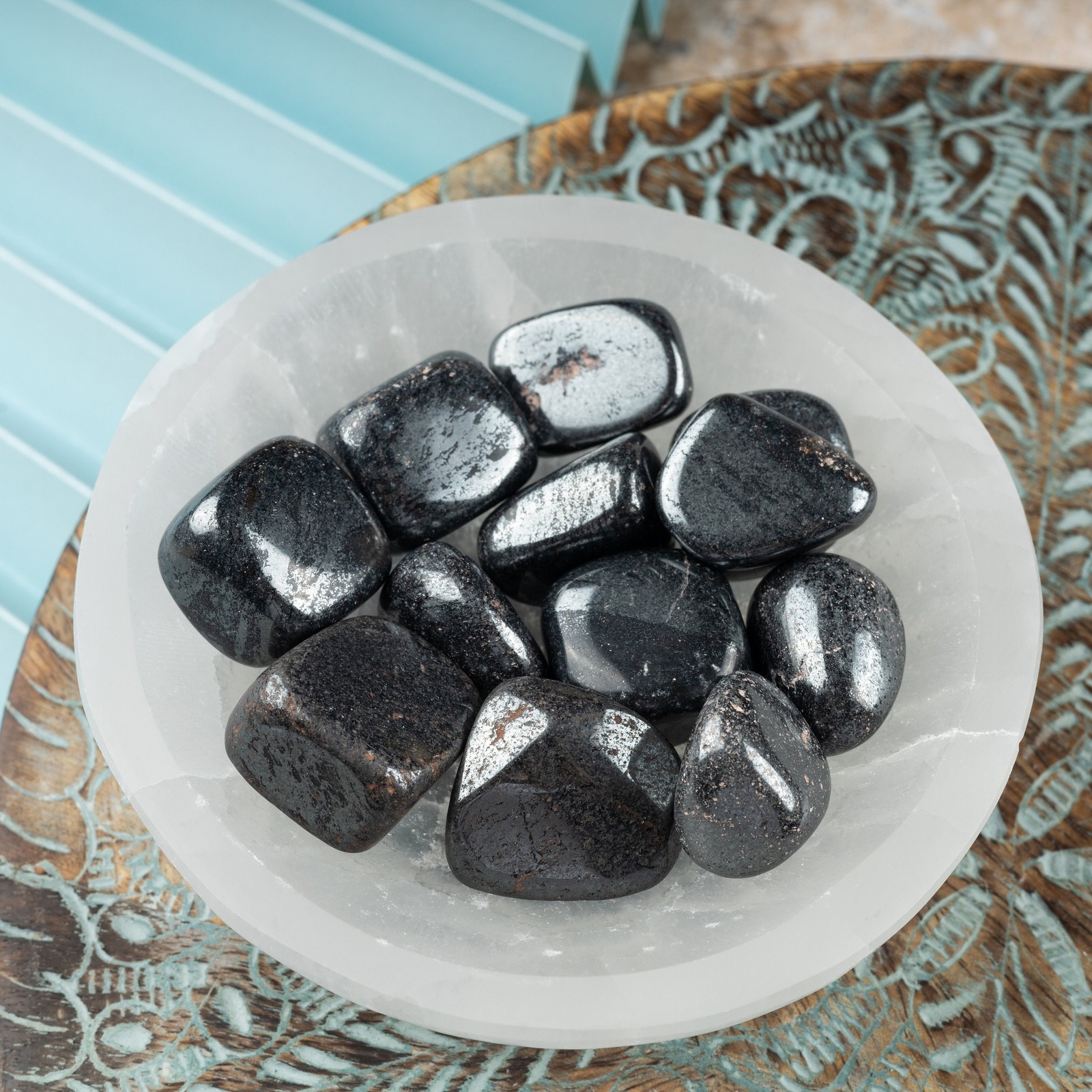 Hematite Crystal Tumble Stone, Polished Stone for Meditation & Healing