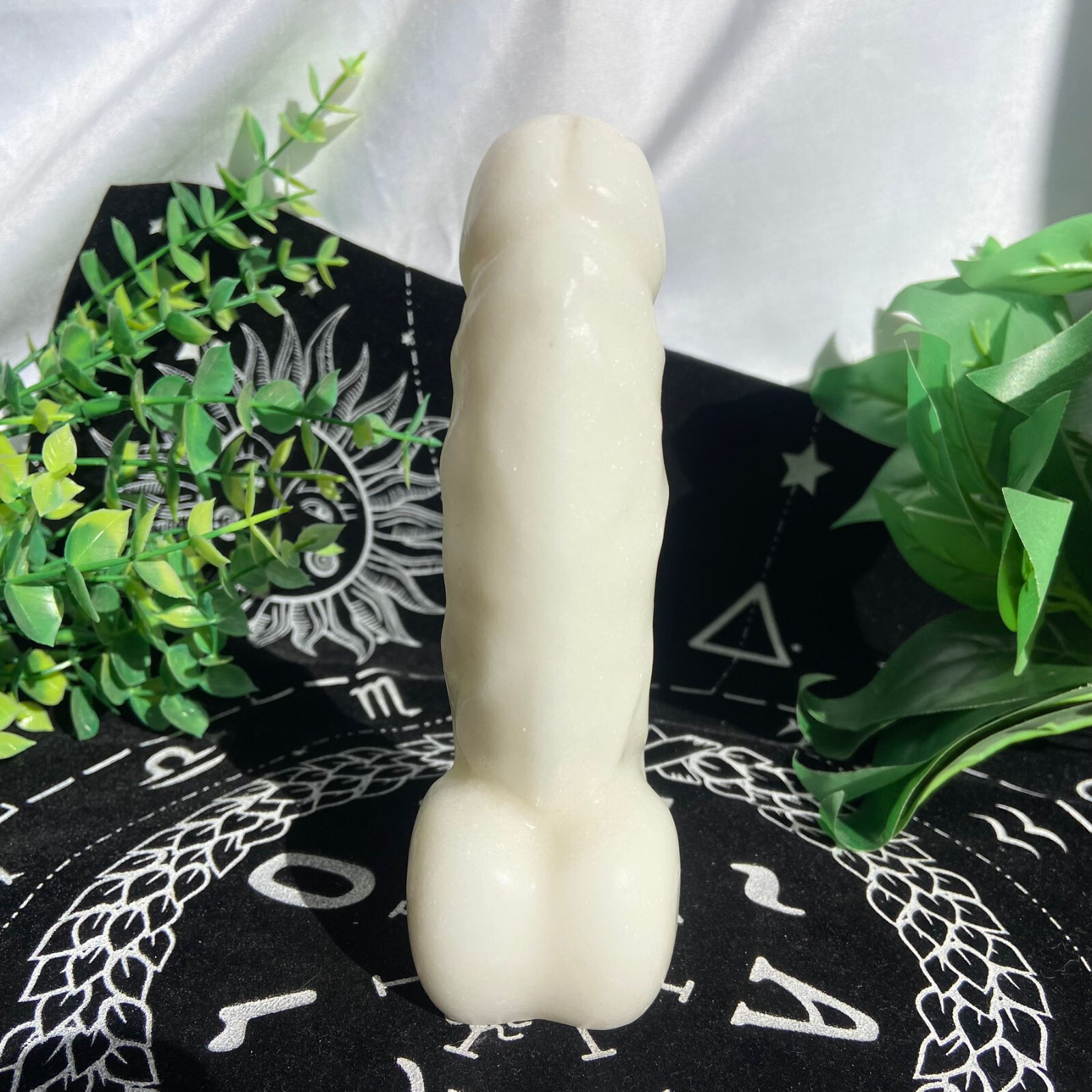 449g White Jade Penis Massager Yoni Wand Crystal Intention Tool Spiritual Decor