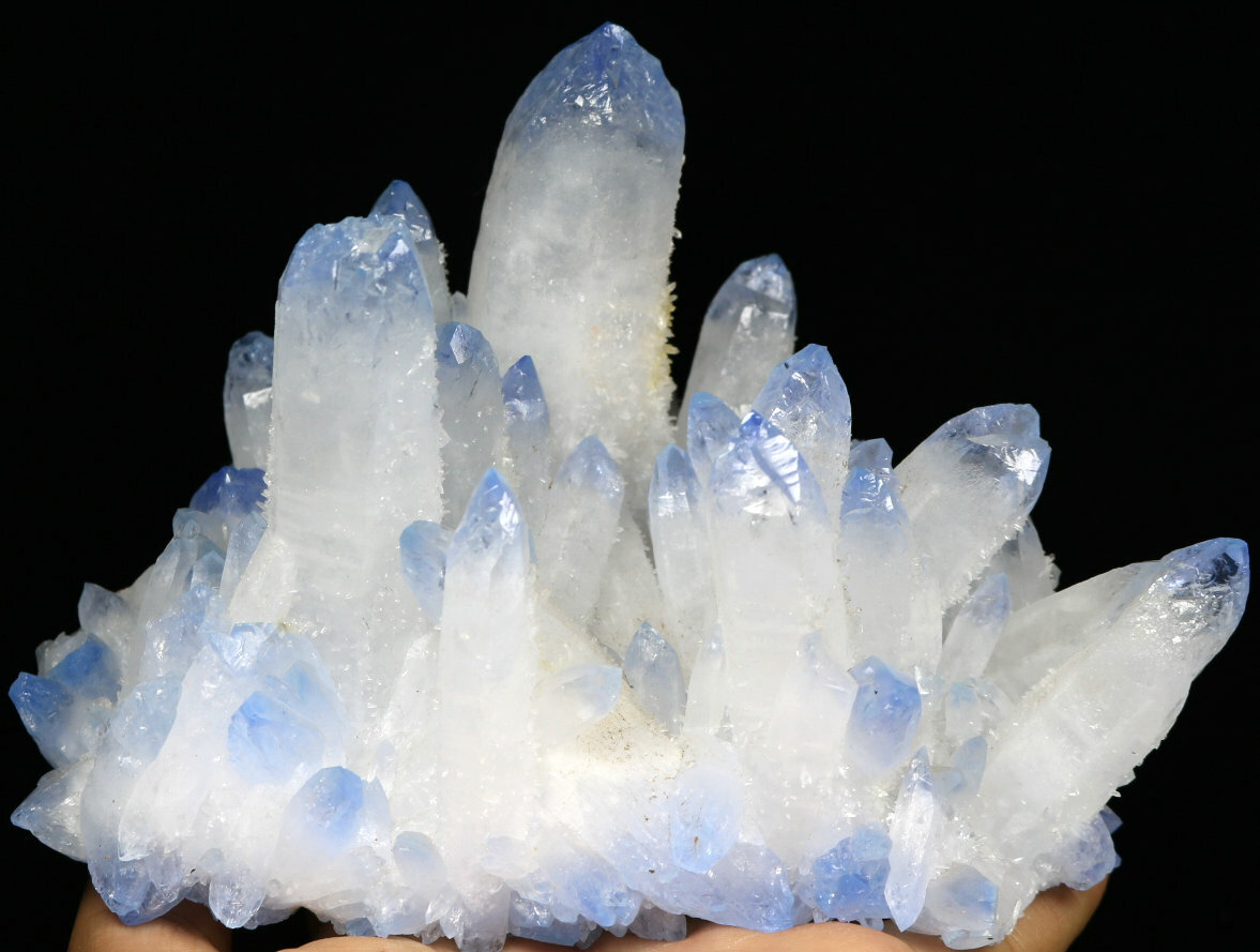 2.98lb Rare Beatiful Blue Tibetan Ghost phantom Quartz Crystal Cluster Specimen