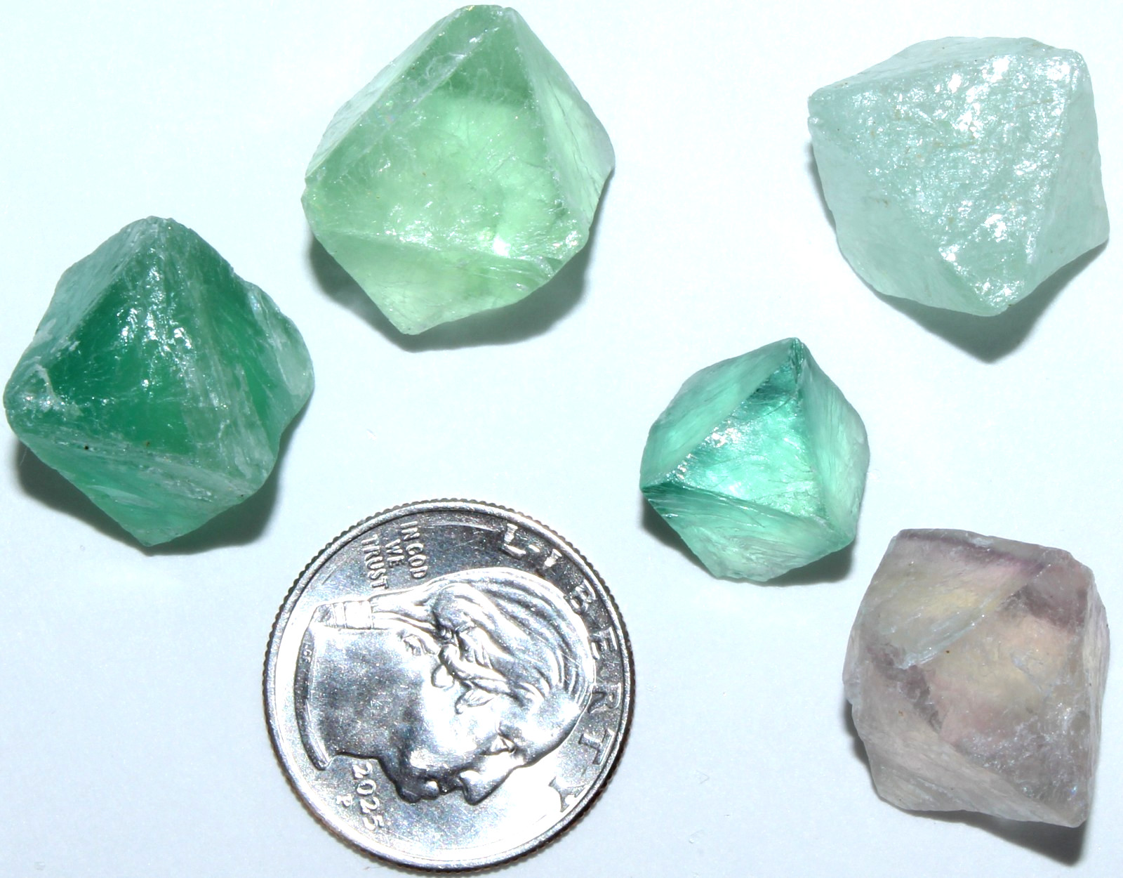 5 AAA Mexican Fluorite Octahedrons / Multi-Color / 38 grams / 3779