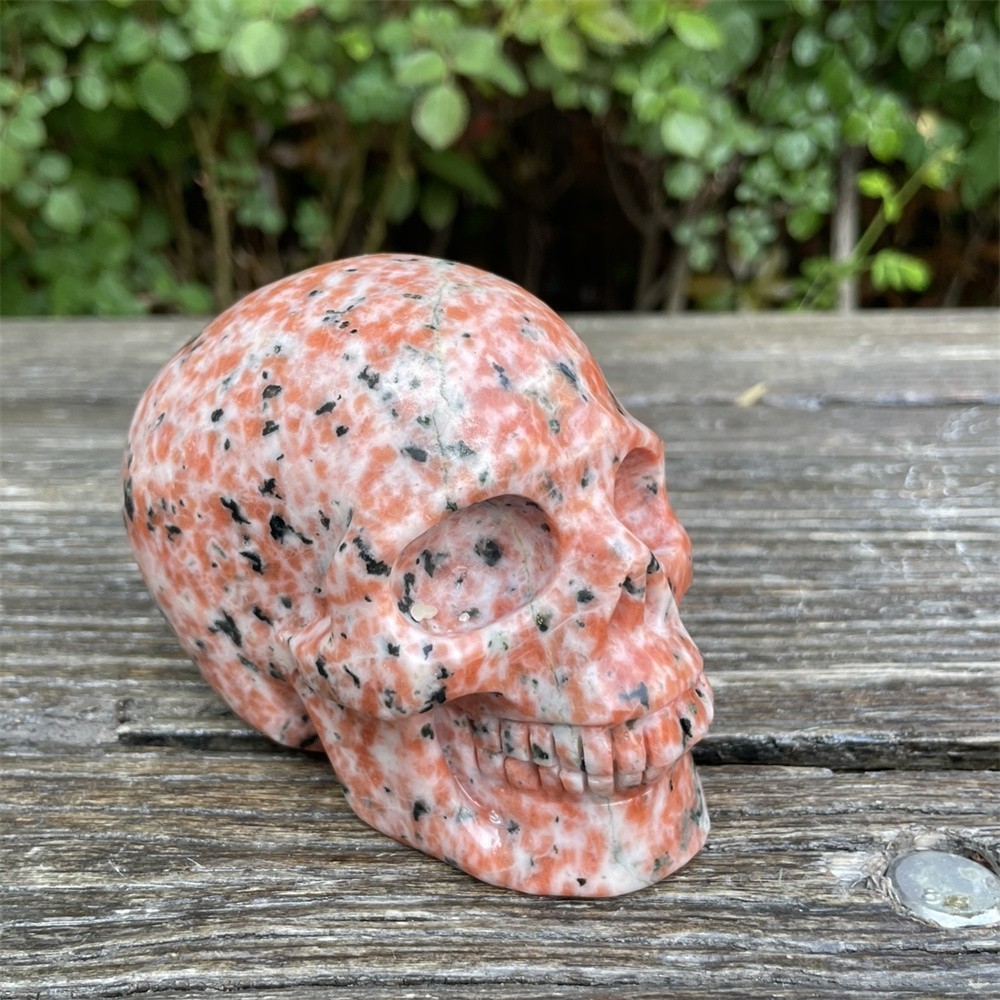 2LB 4.3″ Natural Sun Stone Skull Crystal Quartz Carving Reiki Decoration