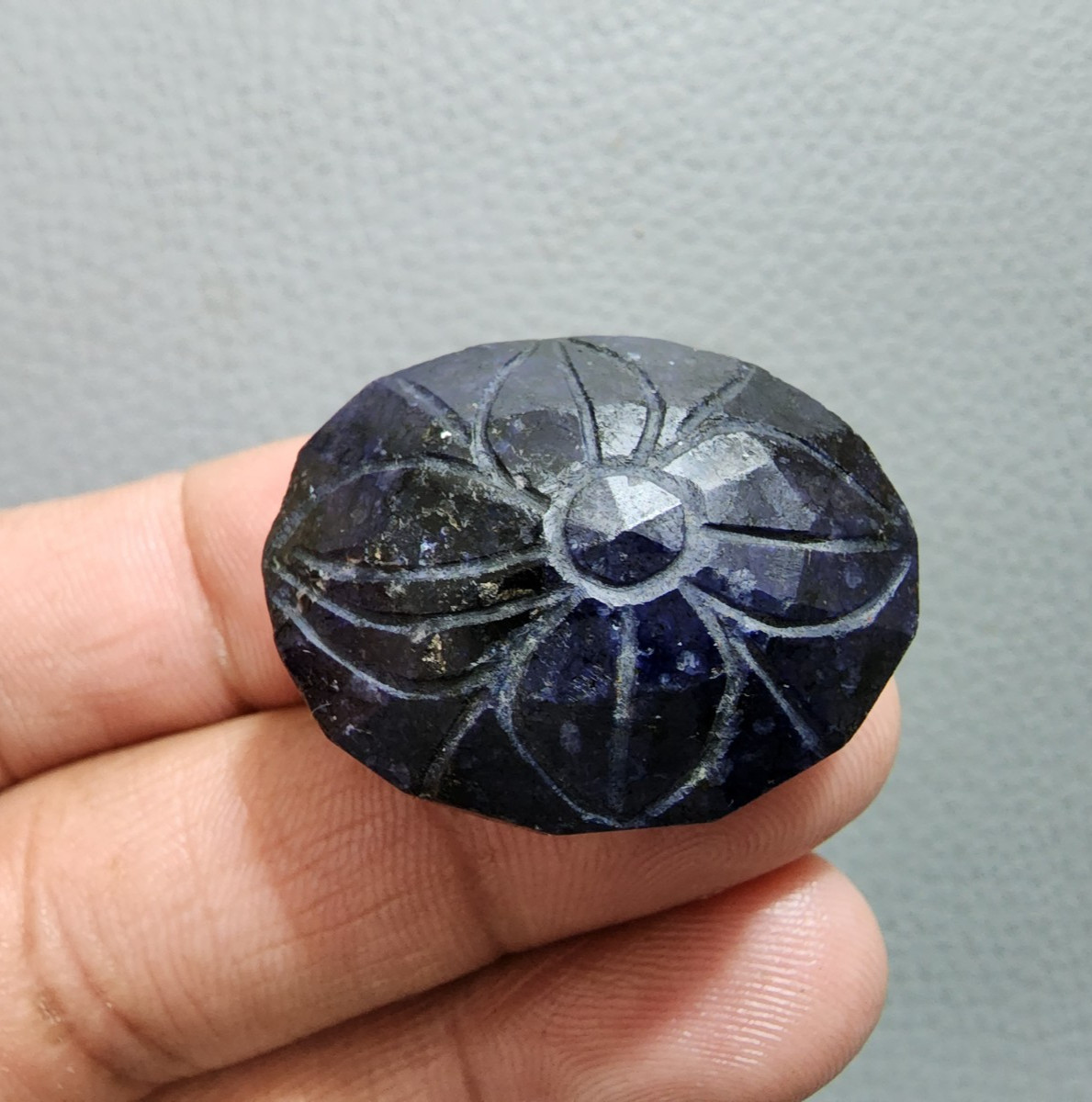 Fabulous Blue Sapphire Carving 128 Ct Handcrafted Gemstone Loose Art Gemstone
