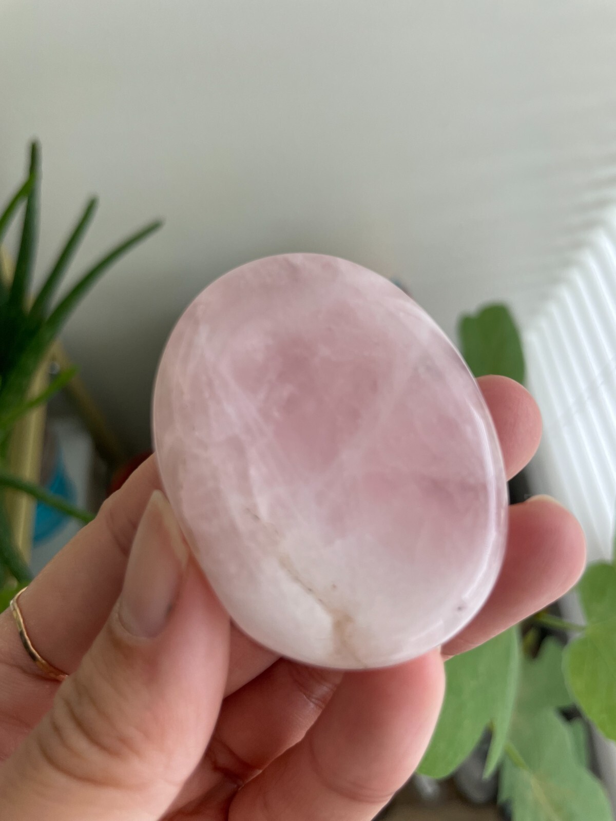 ONE Rose Quartz Palm Worry Stone (Intuitive Pick) – Approx. 2″ long