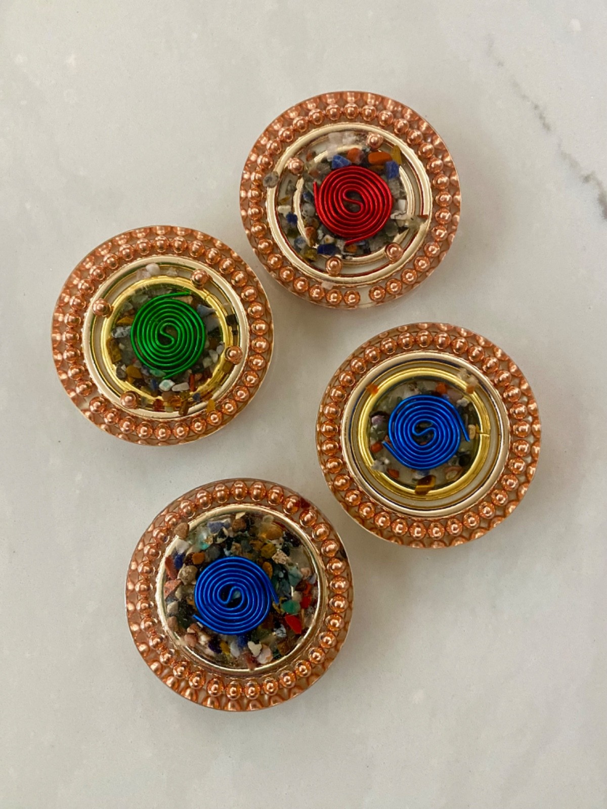 Pocket OG ORGONITE made of COPPER, METAL, QUARTZ CRYSTALS and RESIN Handmade
