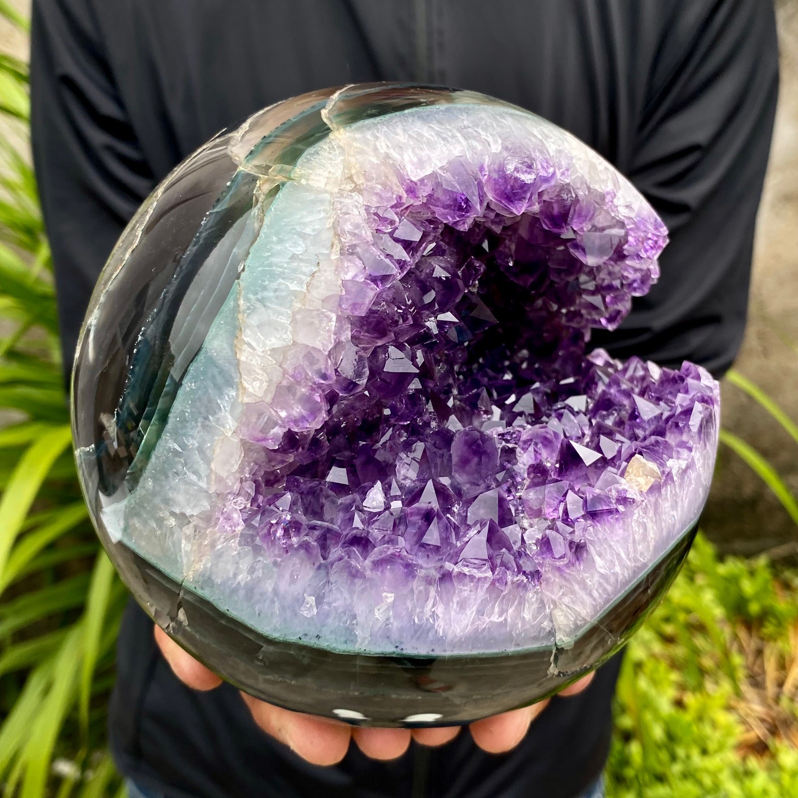 7.49LB Natural Amethyst Agate Ball Quartz Crystal Sphere reiki healing gem