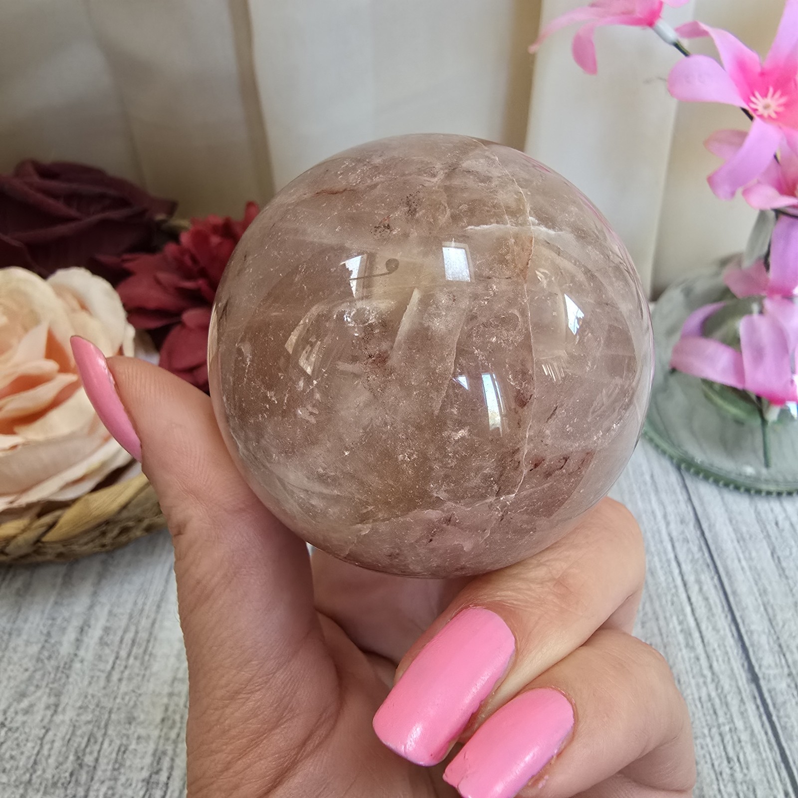 61mm Hematoid Quarts Crystal Sphere lots of depth (4)