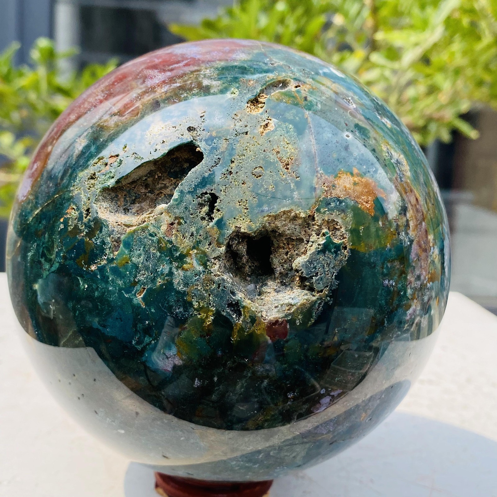 Natural Ocean Jasper ball Crystal jewelry Reiki energy Healing 1960g