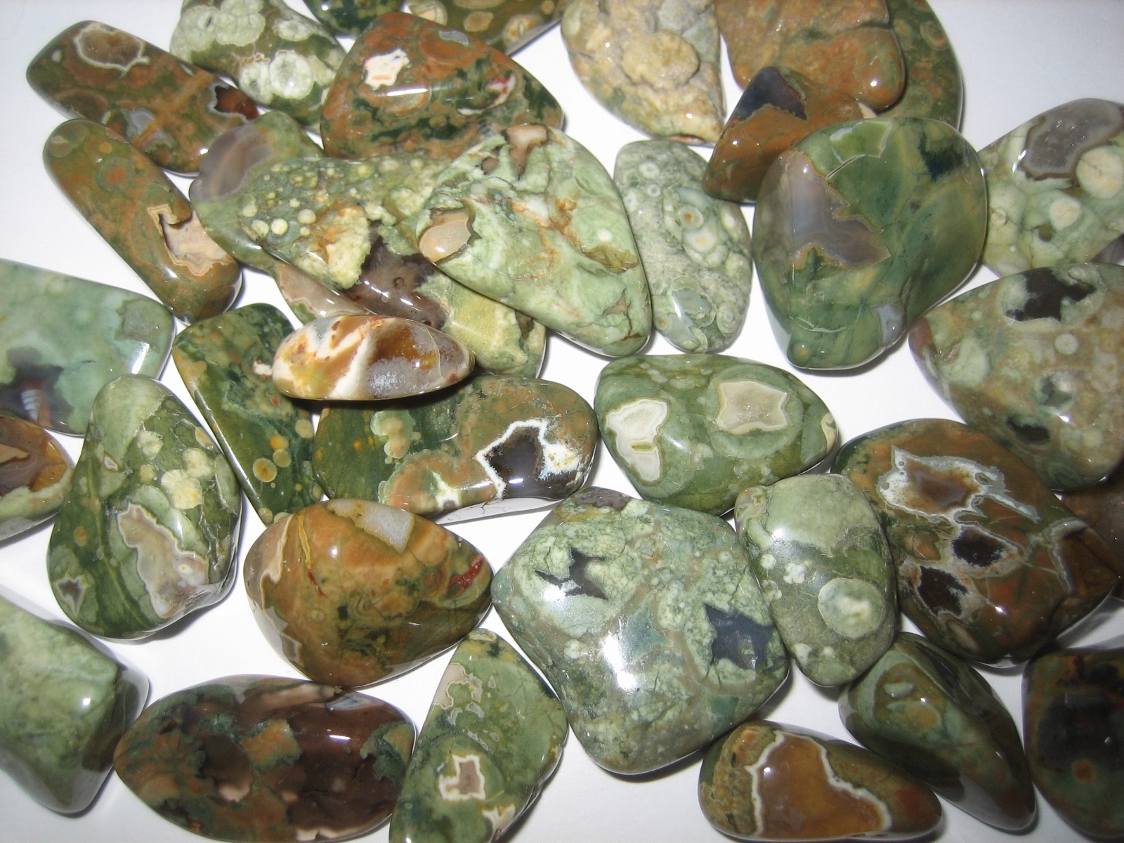 36 A+ TUMBLED POLISHED 0.7″-0.9″ RAINFOREST JASPER STONES AUSTRALIA ~ 148.2g *A1