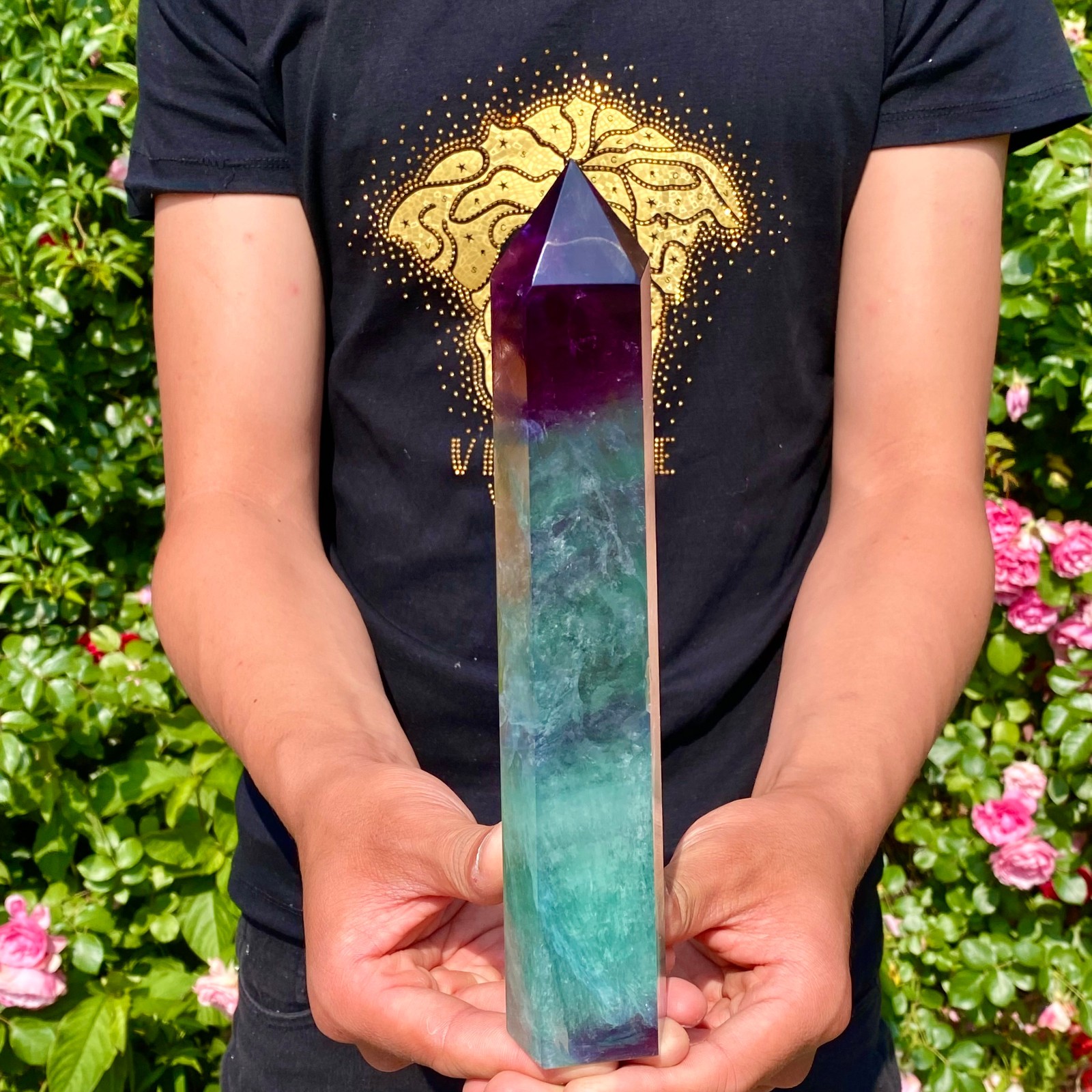 1.8LB Natural unique colored fluorite pillar quartz crystal sample