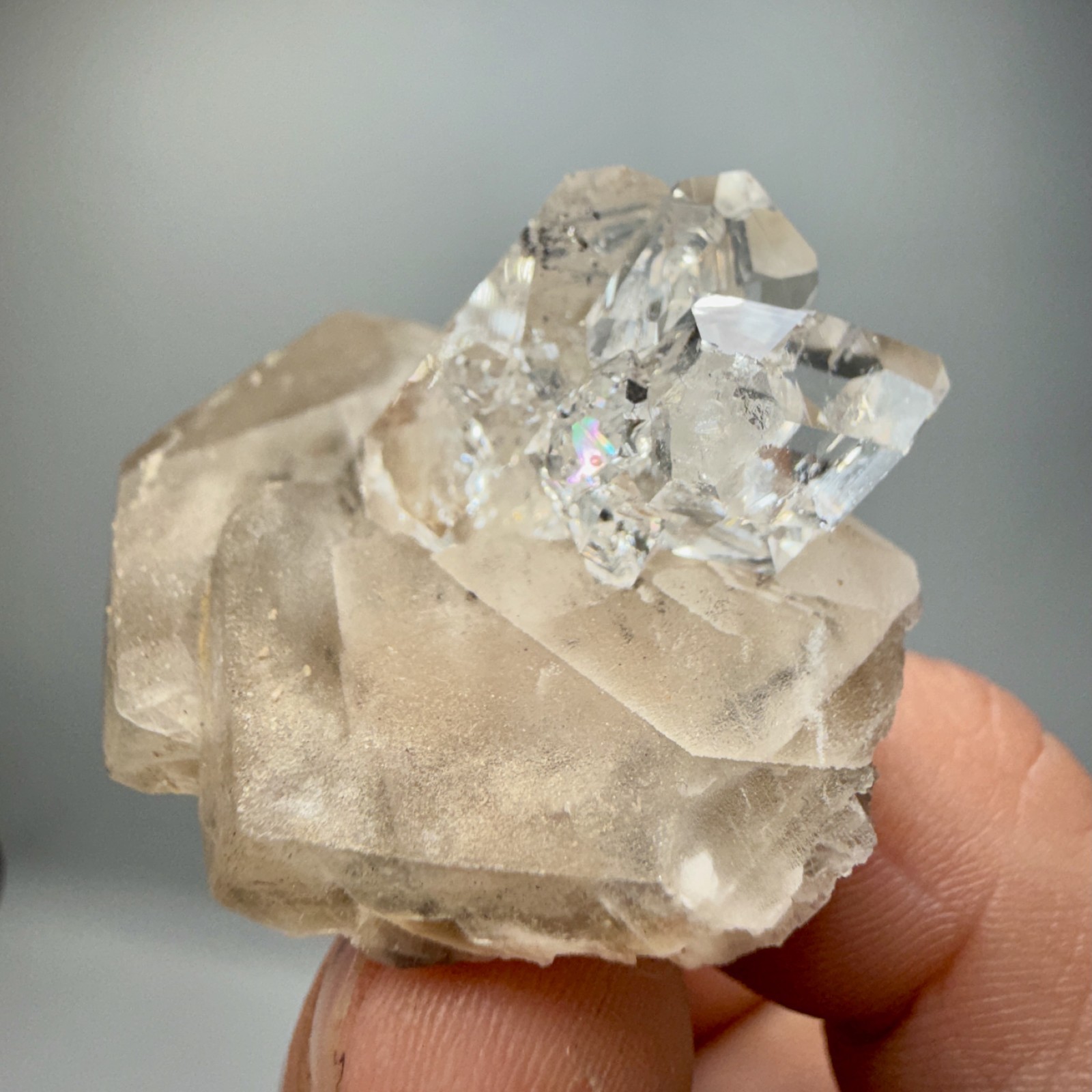 Herkimer Diamond Gem Cluster Perched on Calcite Crystals, Unique + 100% Natural!