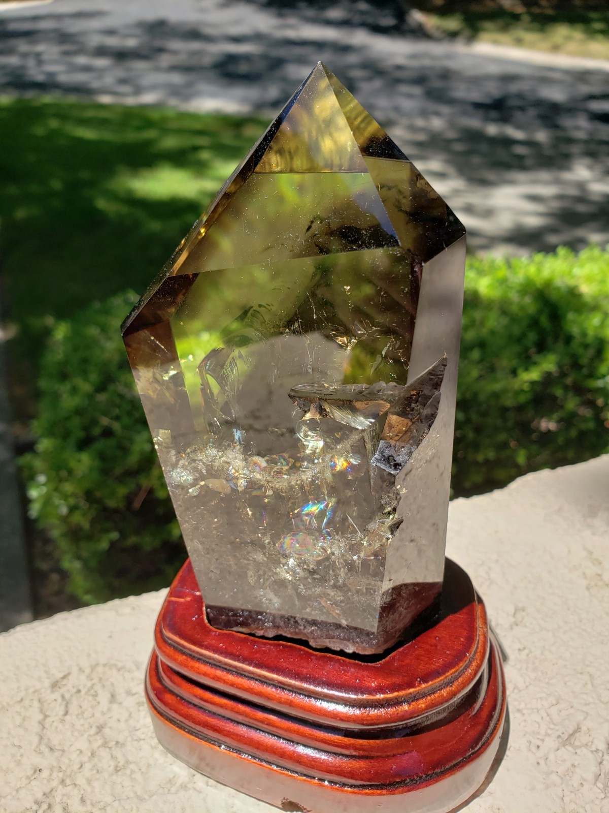 6.75″ Natural Smoky Citrine Quartz Crystal Semi-Polished Tower Obelisk WandPoint