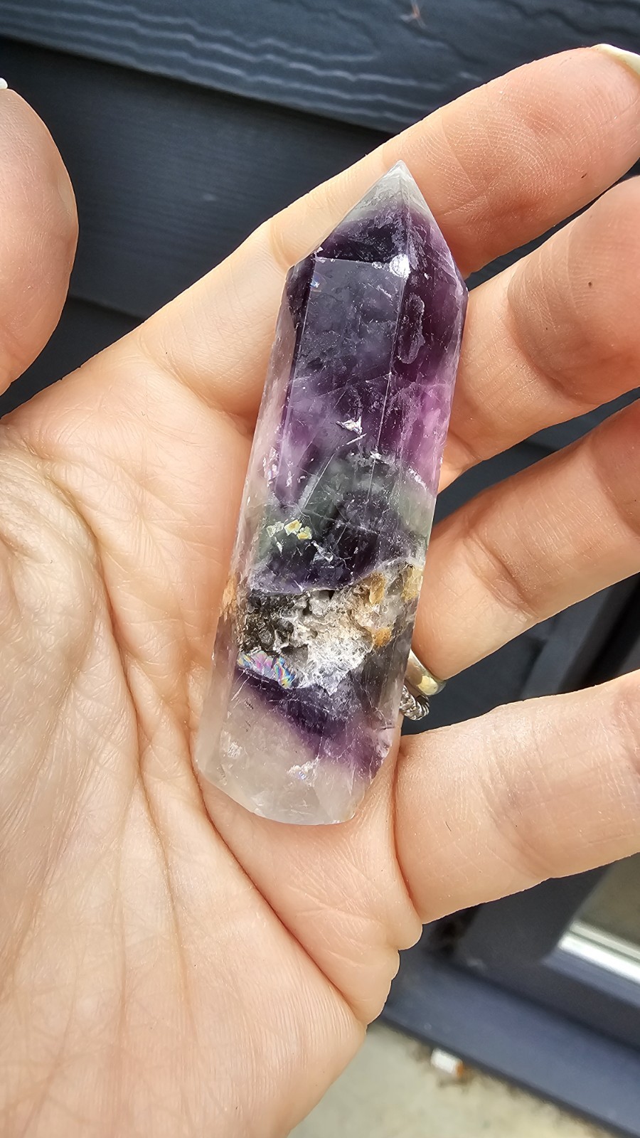 ⭐️SALE⭐️ Rainbow Fluorite Mini Point 43g 6.5cm Healing Anxiety