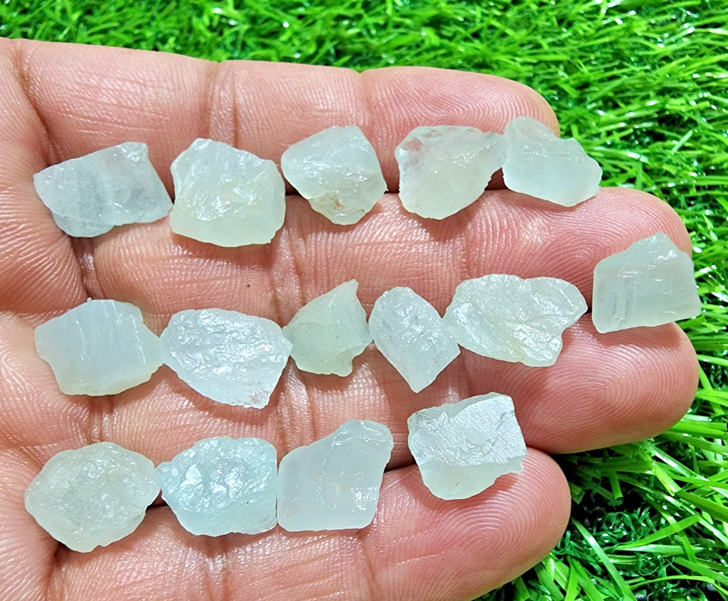 12 Pcs Blue Aquamarine Gemstone Rough Lot 8-20mm Loose Stones Jewelry Making